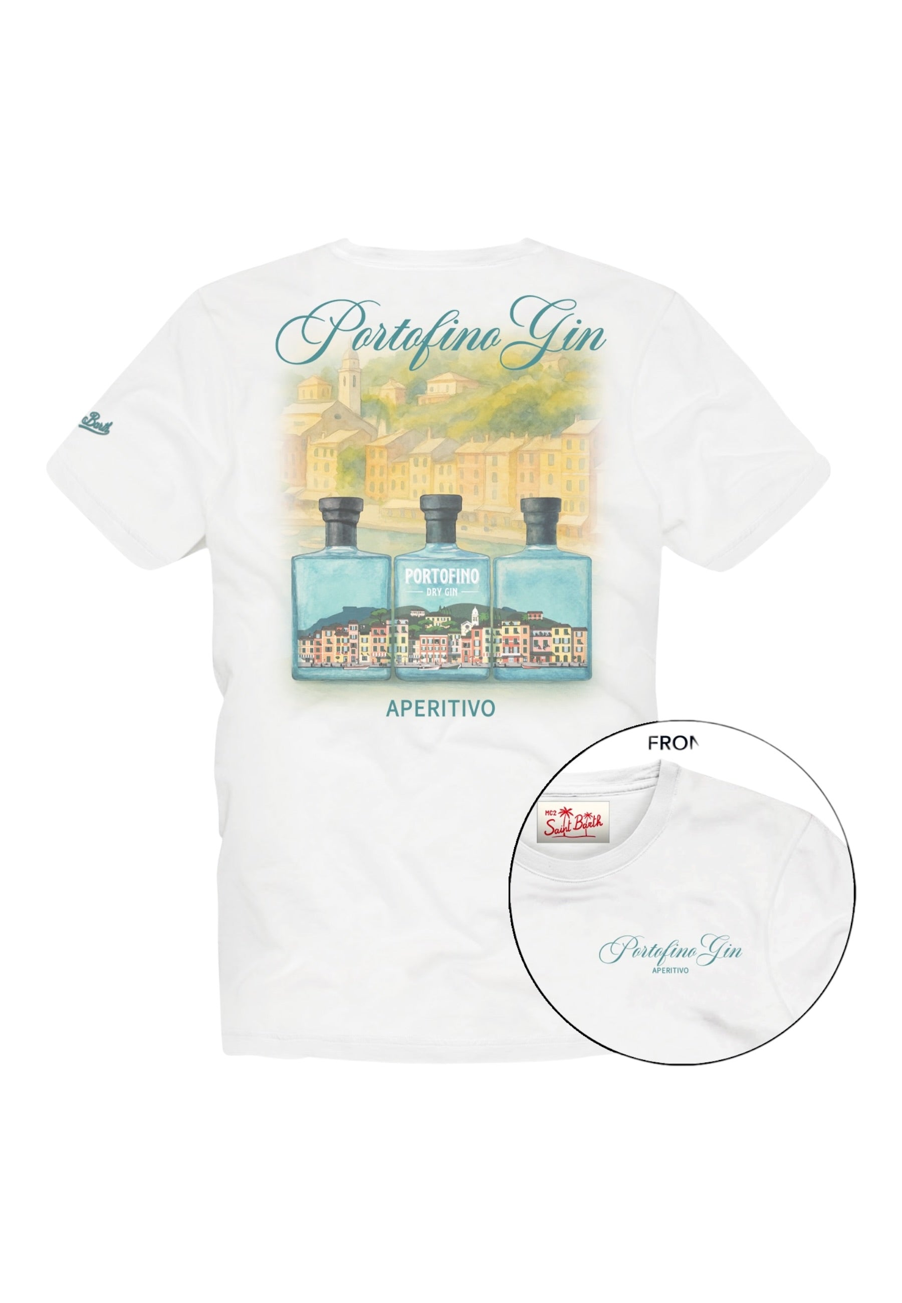 T-Shirt Manica Corta Uomo Mc2 Saint Barth Stampa/Ricamo Fronte E Retro Portofino In Piazzetta Portland PRL0002