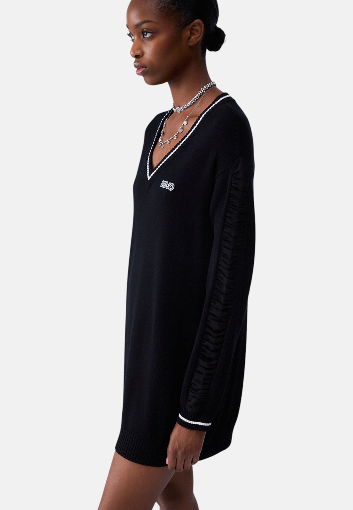 Maglione Scollo A V Donna Liu Jo Lungo con Maniche Arricciate  TF6260MS49I