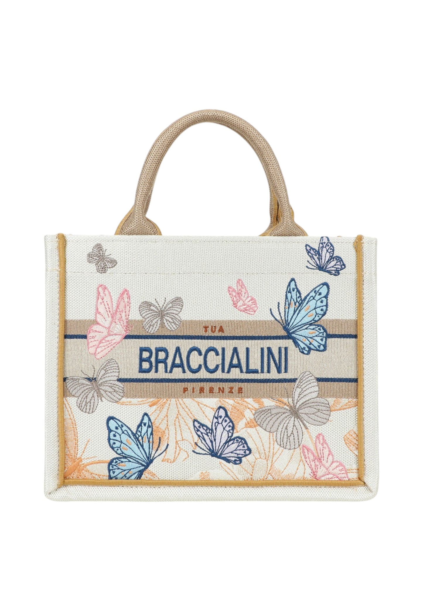 Borsa A Mano Donna Braccialini Tote Medium In Tessuto Con Ricami Esclusivi Queen B18920TY
