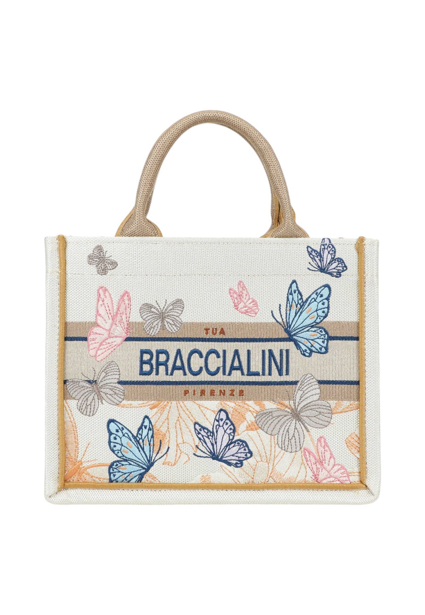 Borsa A Mano Donna Braccialini Tote Medium In Tessuto Con Ricami Esclusivi Queen B18920TY
