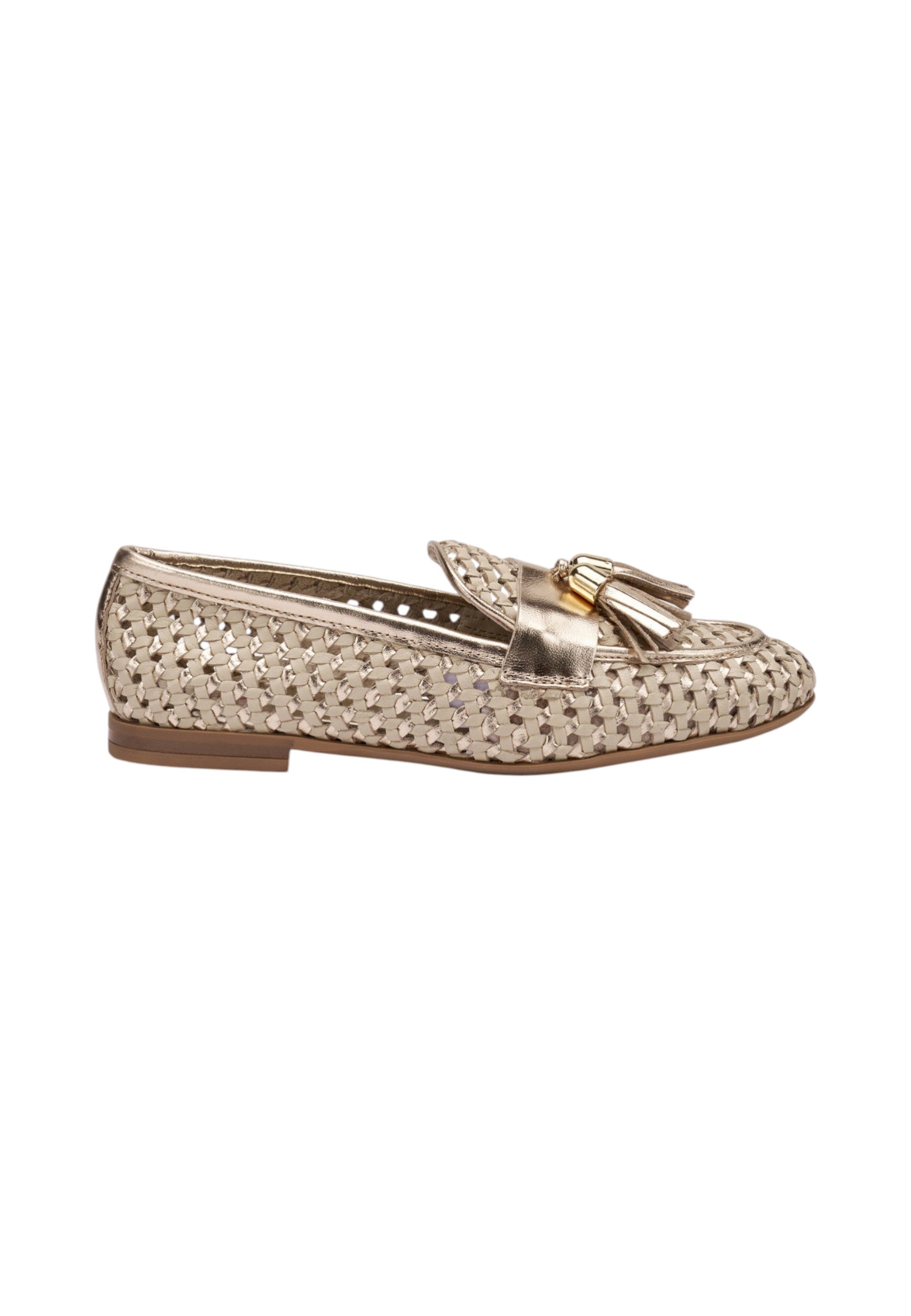 Mocassini  Donna Frau In Pelle Laminata Intrecciata Con Nappine  95K6