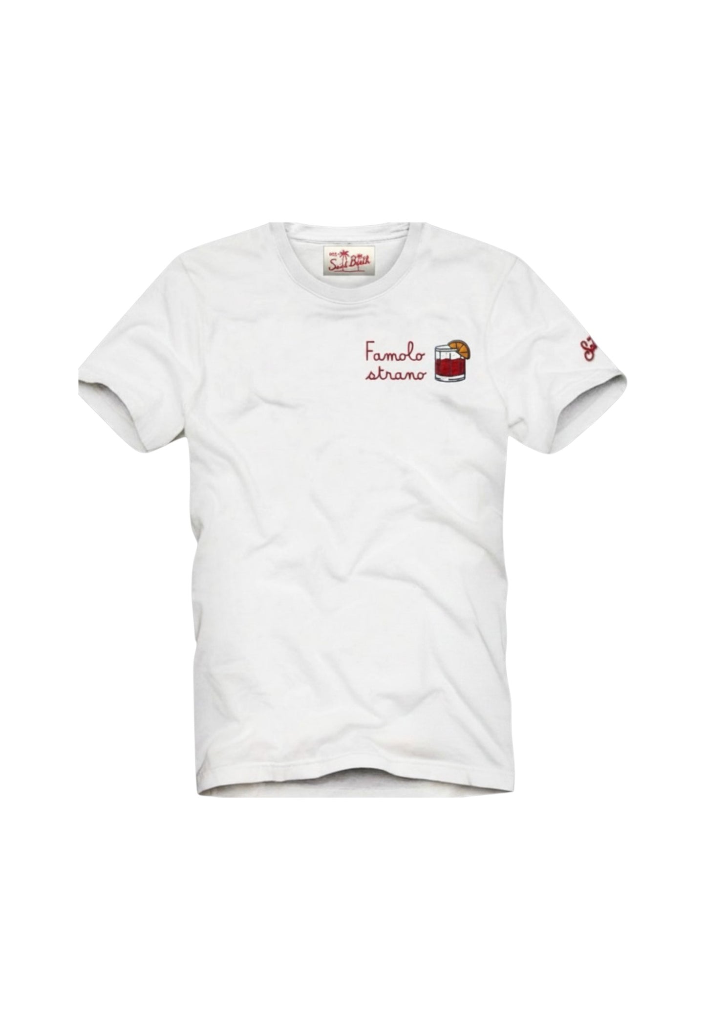 T-Shirt Manica Corta Uomo Mc2 Saint Barth Stampa E/O Ricamo Frontale Famolo Strano Portofino POT0001