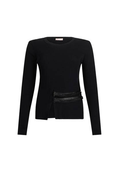 Maglia A Girocollo Donna Liu Jo Con Fibbie  MF5042MS55N