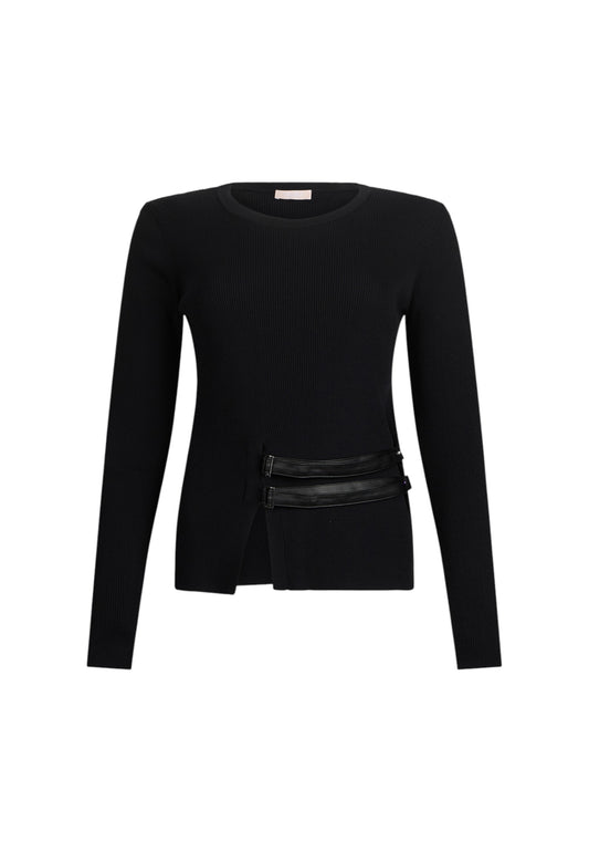 Maglia A Girocollo Donna Liu Jo Con Fibbie  MF5042MS55N