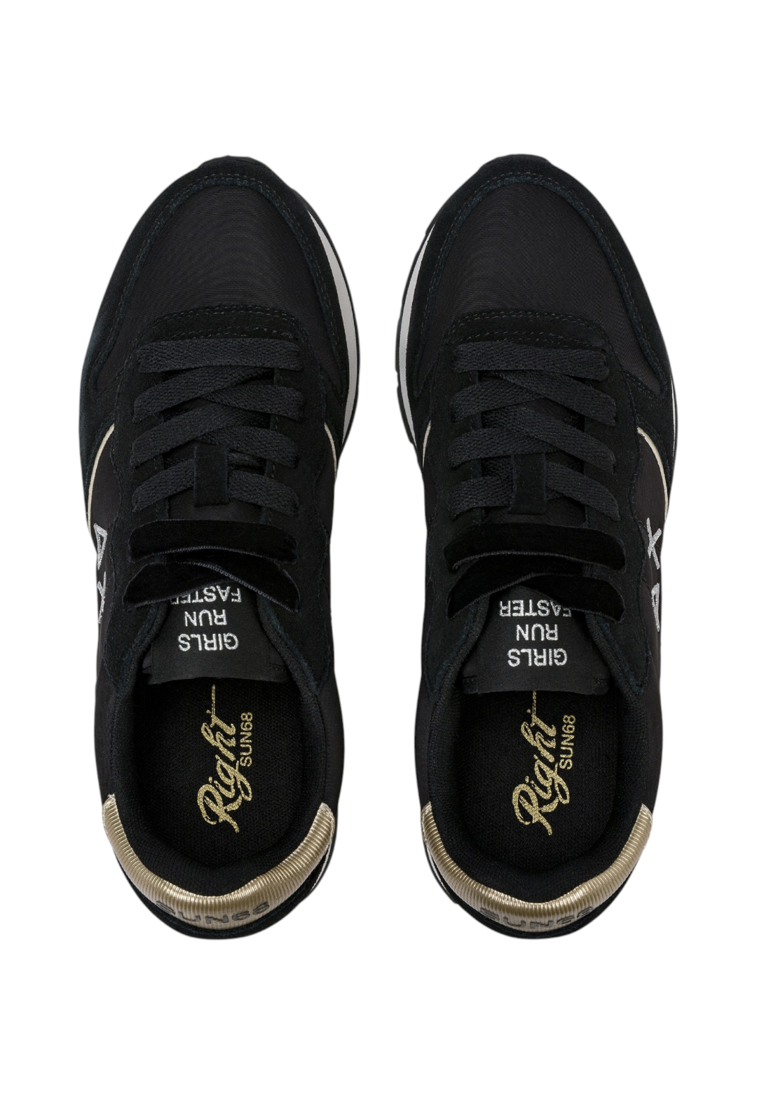 Sneakers Basse Donna Sun68 Stile Running, Nylon E Suede, Dettagli Laminati Ally Silver Gold Z46202