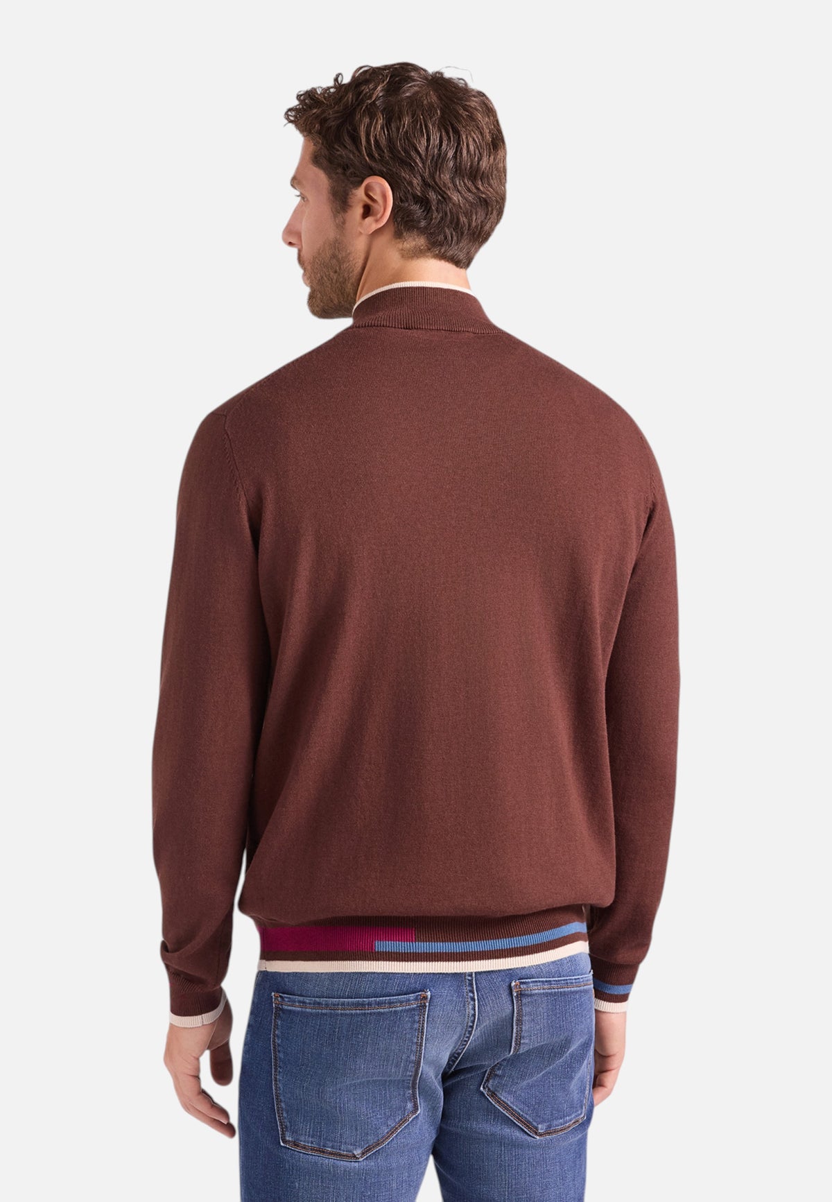 Maglia Collo Alto Uomo Harmont & Blaine Misto cotone e lana, Mezza zip, Design color block, Regular Fit, Finiture a costine, Logo Harmont & Blaine  HRR919030788
