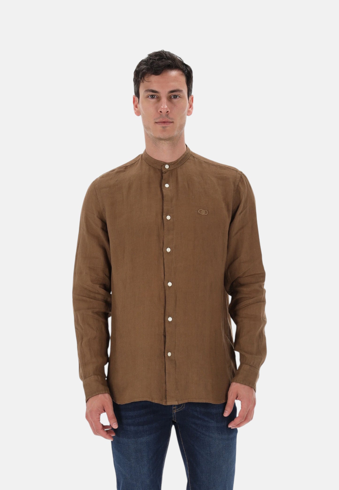 Camicia Manica lunga Uomo Liu Jo Collo Coreana In Lino  QA6205T4359