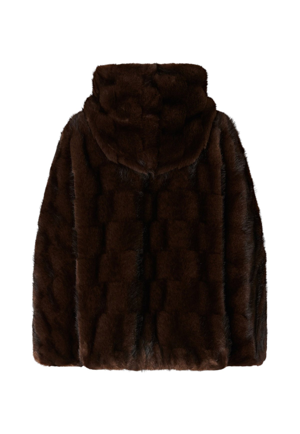 Giacca Invernale Donna Pinko Effetto pelliccia sintetica, linea morbida, cappuccio, maniche ampie, zip a doppio cursore, tasche oblique, fodera jacquard Love Birds, coulisse interna al fondo Cadetia 107054A3C5