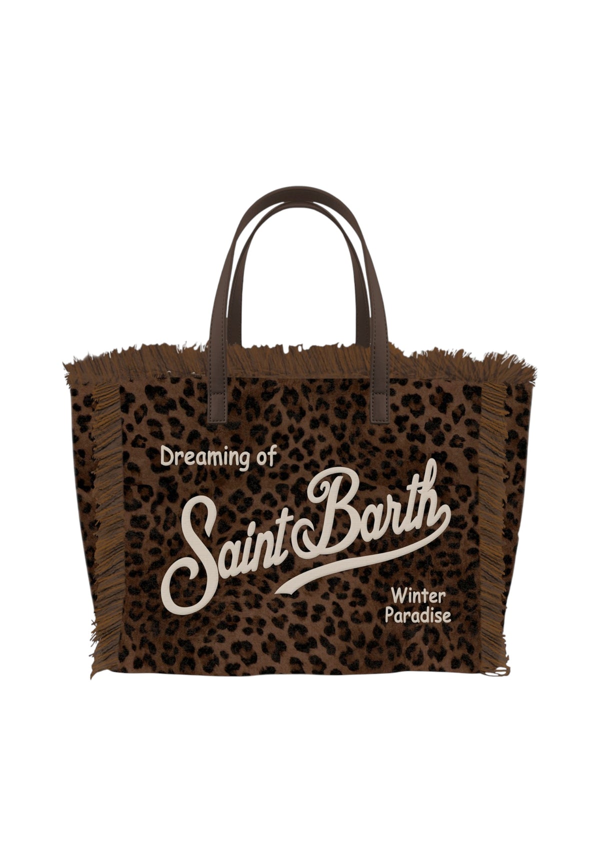 Borsa A Spalla Donna Mc2 Saint Barth Logo Sul Davanti, Doppi Manici, Bordo Sfrangiato, La Stampa Leopardata Vanity Felt N VANI047-DARK-LEOPARD