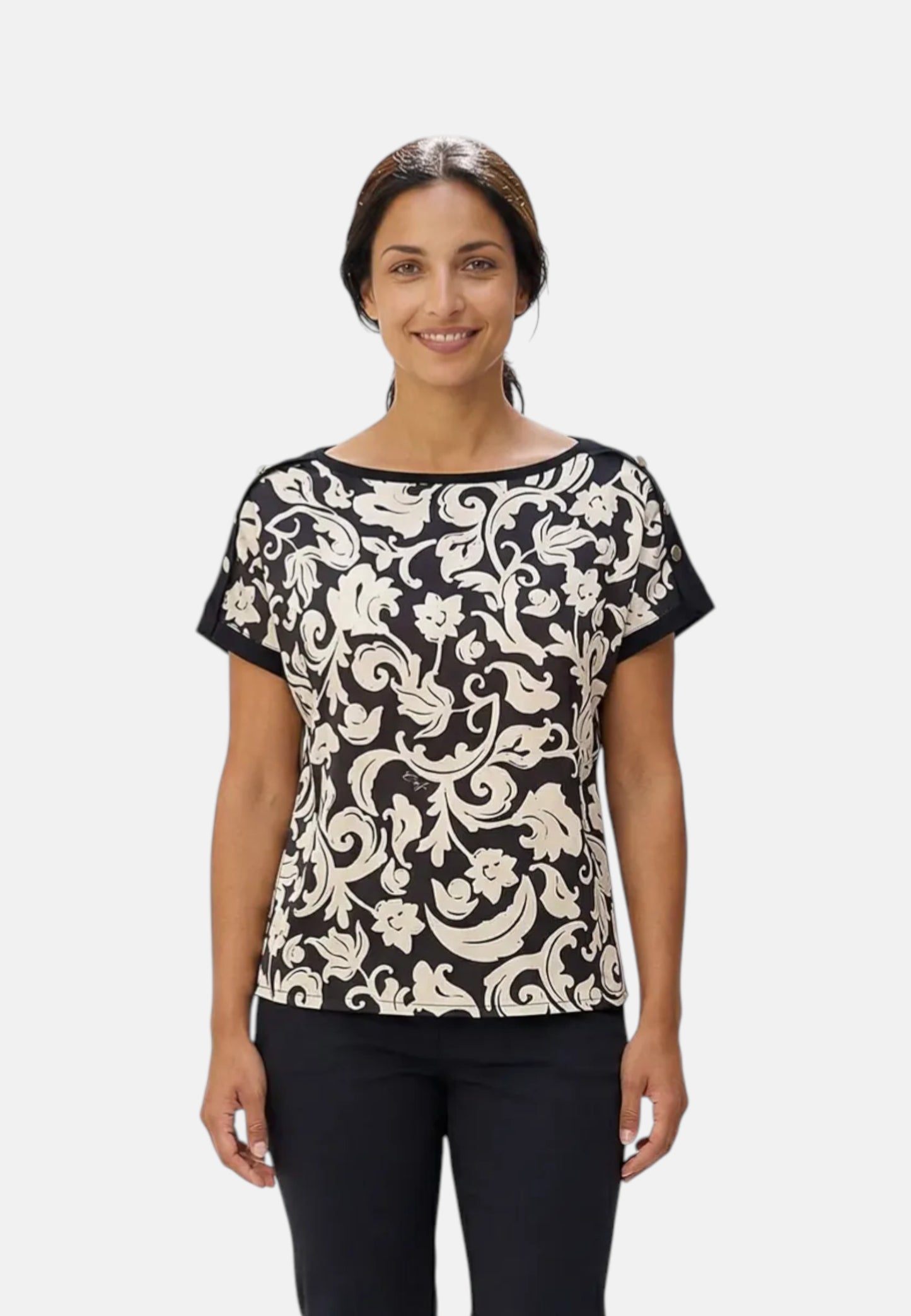 T-Shirt Manica Corta Donna Liu Jo Black & White Arabo Pp  WA6437J6308