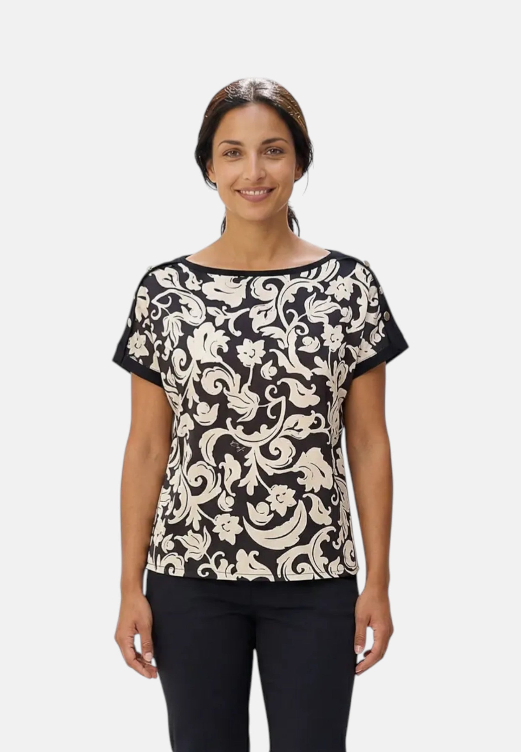 T-Shirt Manica Corta Donna Liu Jo Black & White Arabo Pp  WA6437J6308
