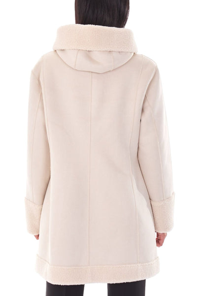 Cappotto  Donna White Wise Montone Con Zip E Cappuccio  WW18200