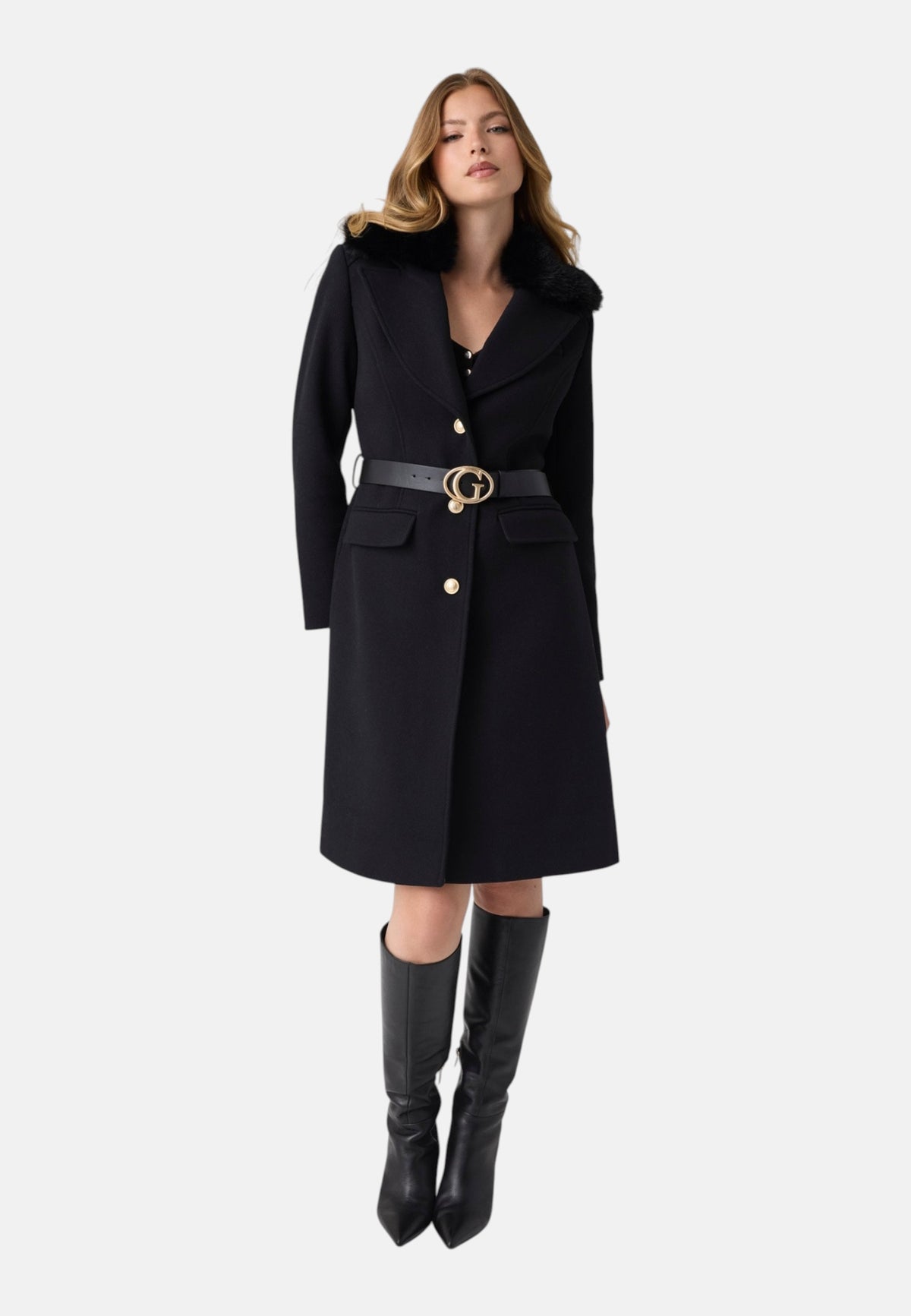Cappotto  Donna Guess Con Cintura New Patrice W6BL40W4092
