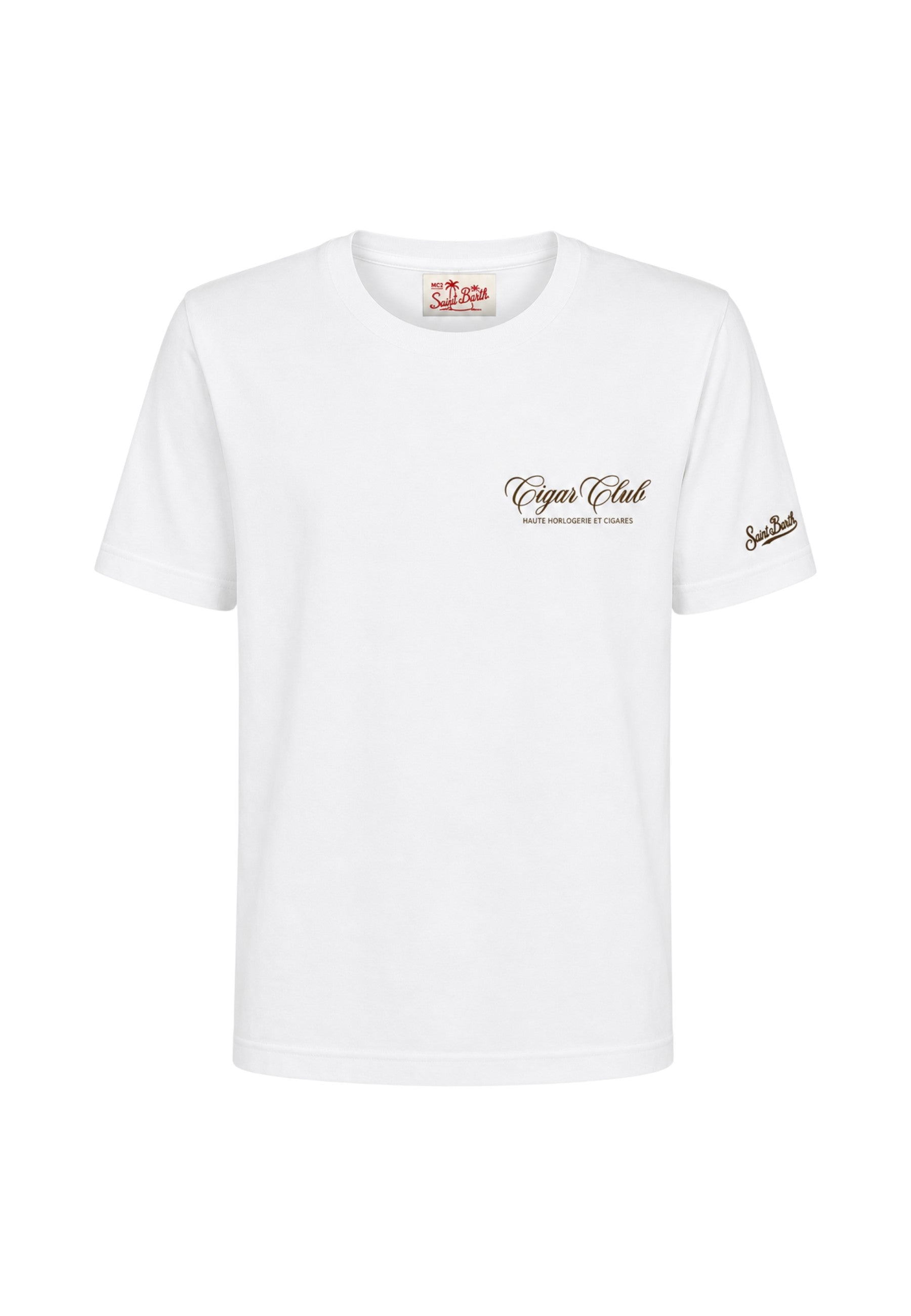 T-Shirt Manica Corta Uomo Mc2 Saint Barth Stampa/Ricamo Fronte E Retro Cigar Club Portland PRL0002