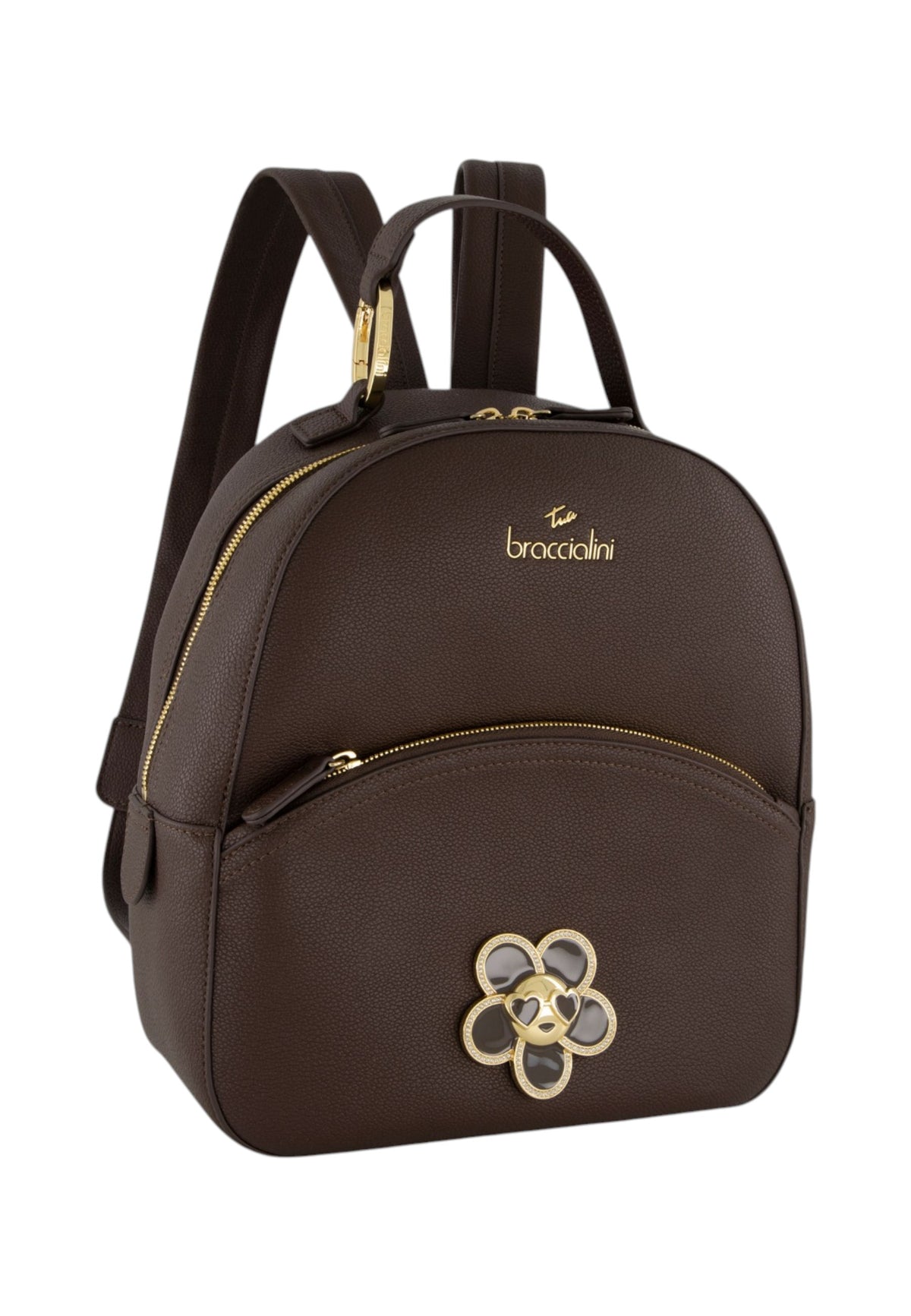 Zaino  Donna Braccialini Zaino compatto, Singolo con tracolle regolabili, Chiusura con zip, Una tasca interna portacellulare, Charm gioiello a forma di margherita, Dimensioni: 27 x 11 x 31 Cm Amy Bijoux B19214YY