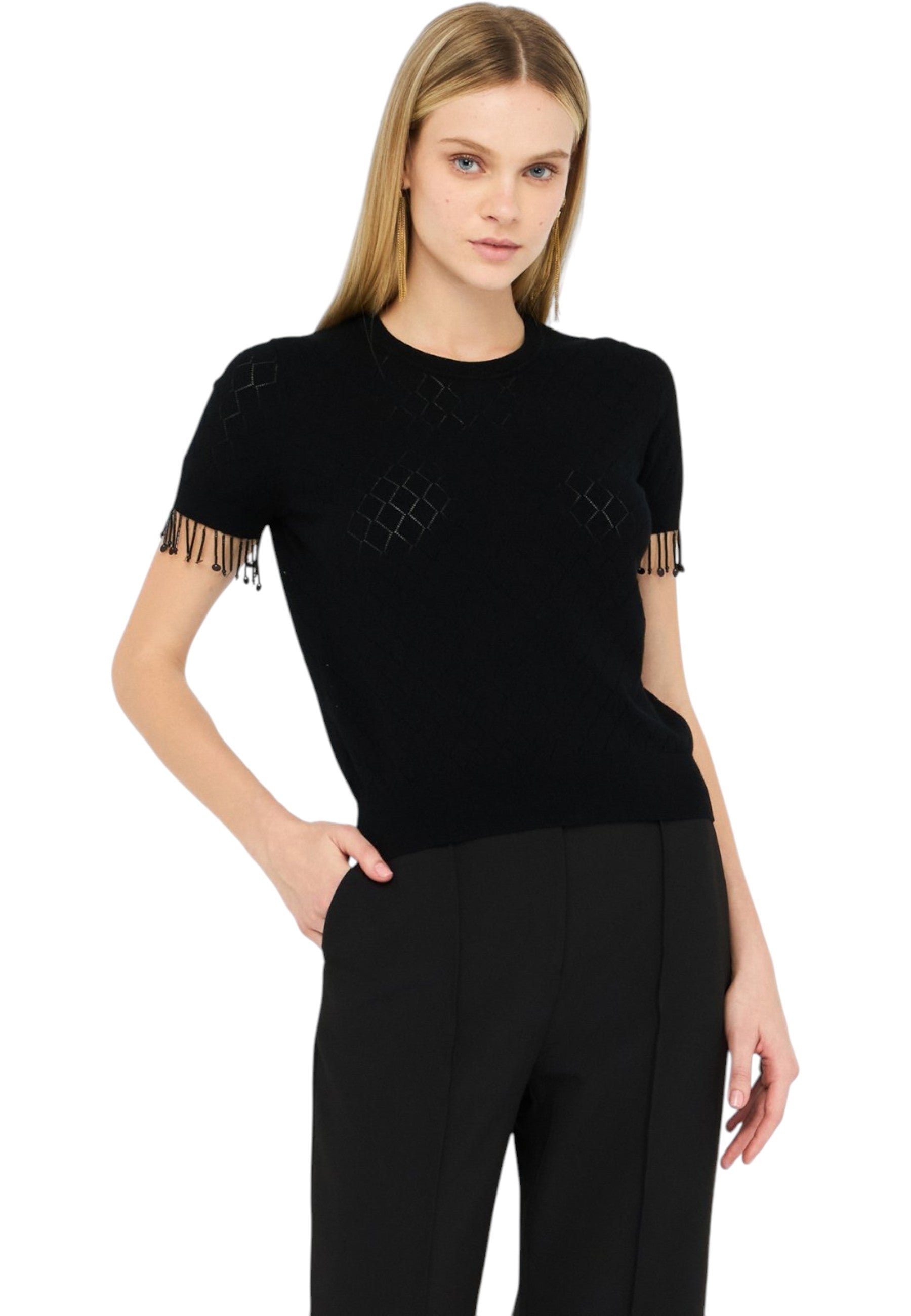 T-Shirt Manica Corta Donna Liu Jo In Maglia  CF5005MS18F