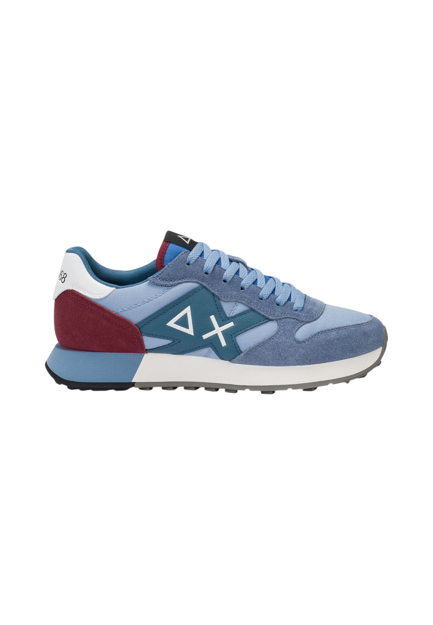 Sneakers Basse Uomo Sun68 Stile Running, Nylon E Suede, Maxi Logo Ricamato, Dettagli A Contrasto Jaki 2.0 Solid Z46121