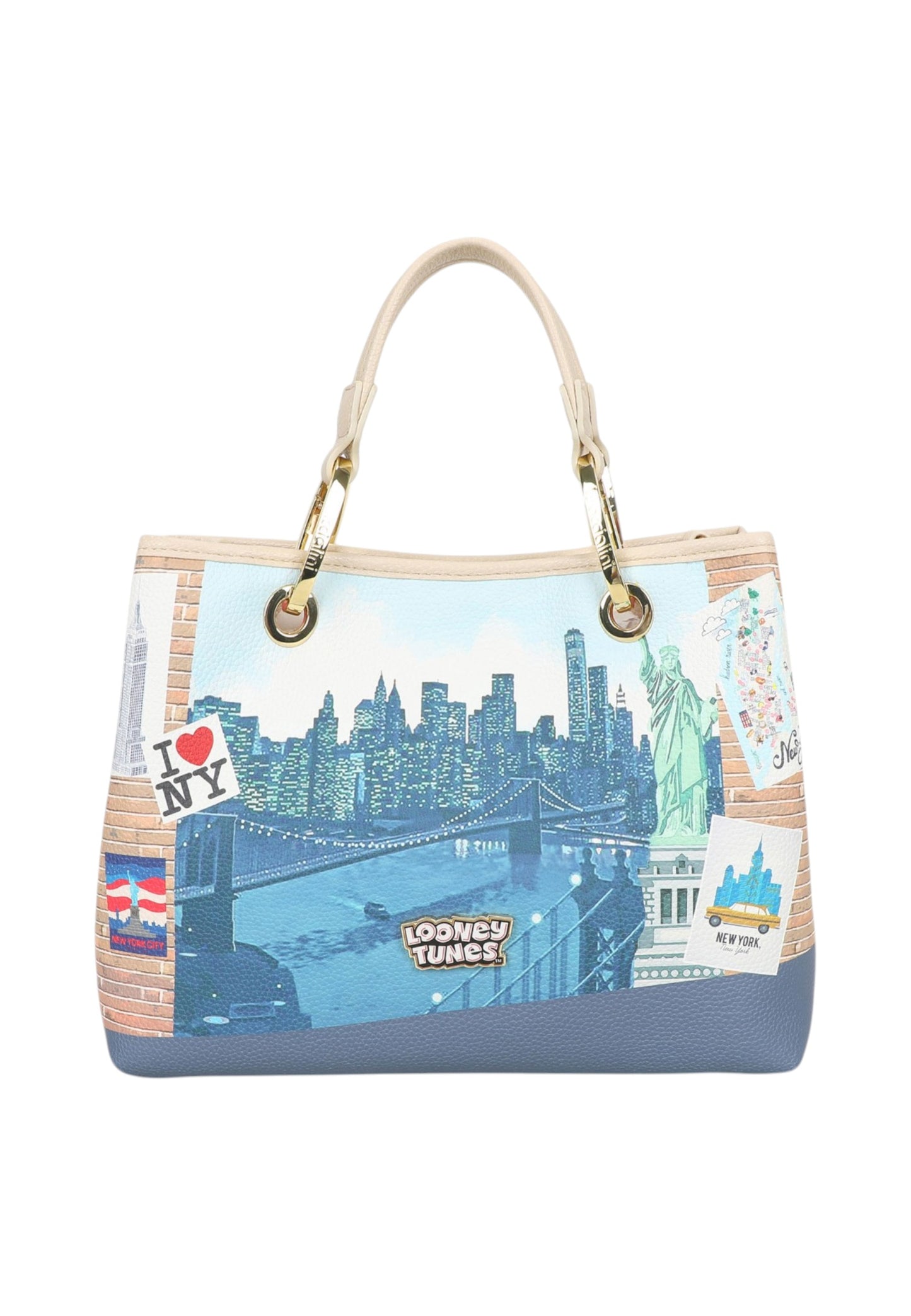 Borsa A Mano Donna Braccialini Stampa Duffy Duck New York Cartoline Lt LT251YY