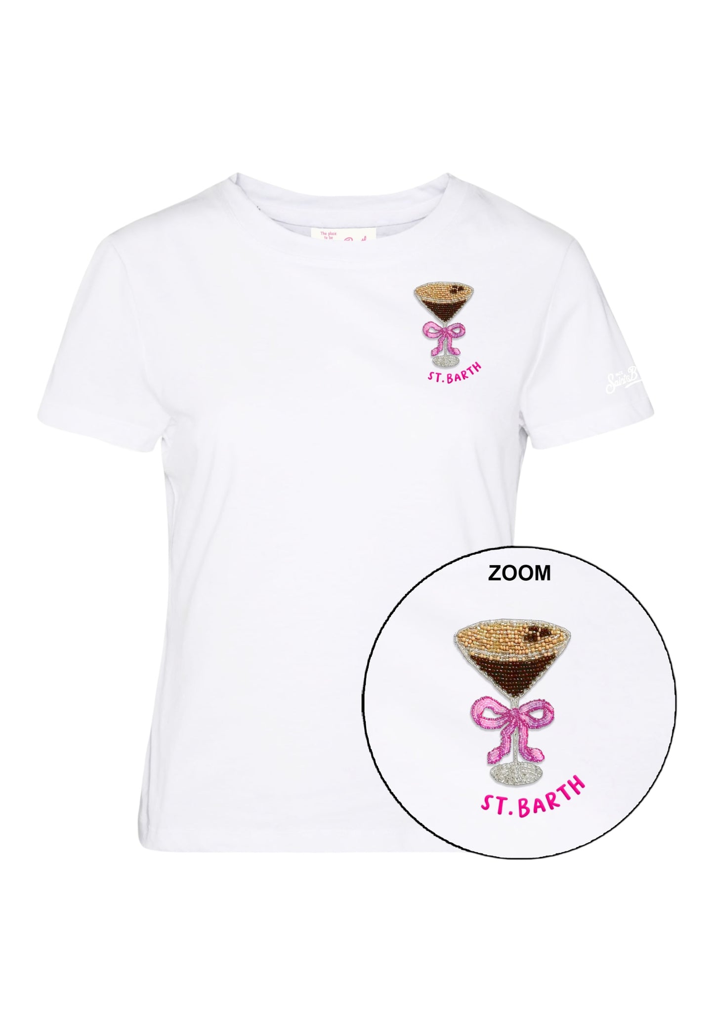T-Shirt Manica Corta Donna Mc2 Saint Barth Sb Espresso Martini Beads Emb Emilie EMI0001