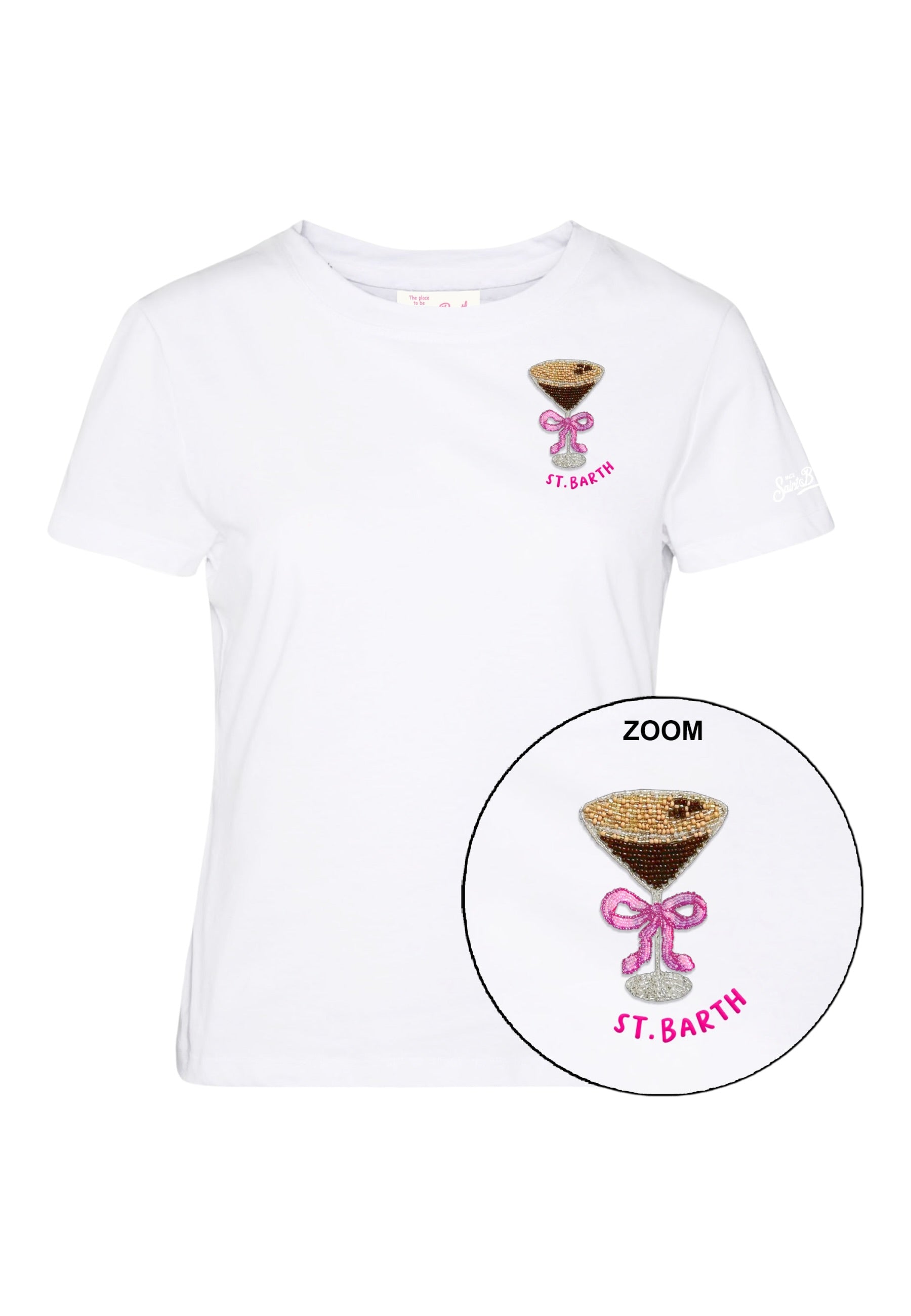 T-Shirt Manica Corta Donna Mc2 Saint Barth Sb Espresso Martini Beads Emb Emilie EMI0001