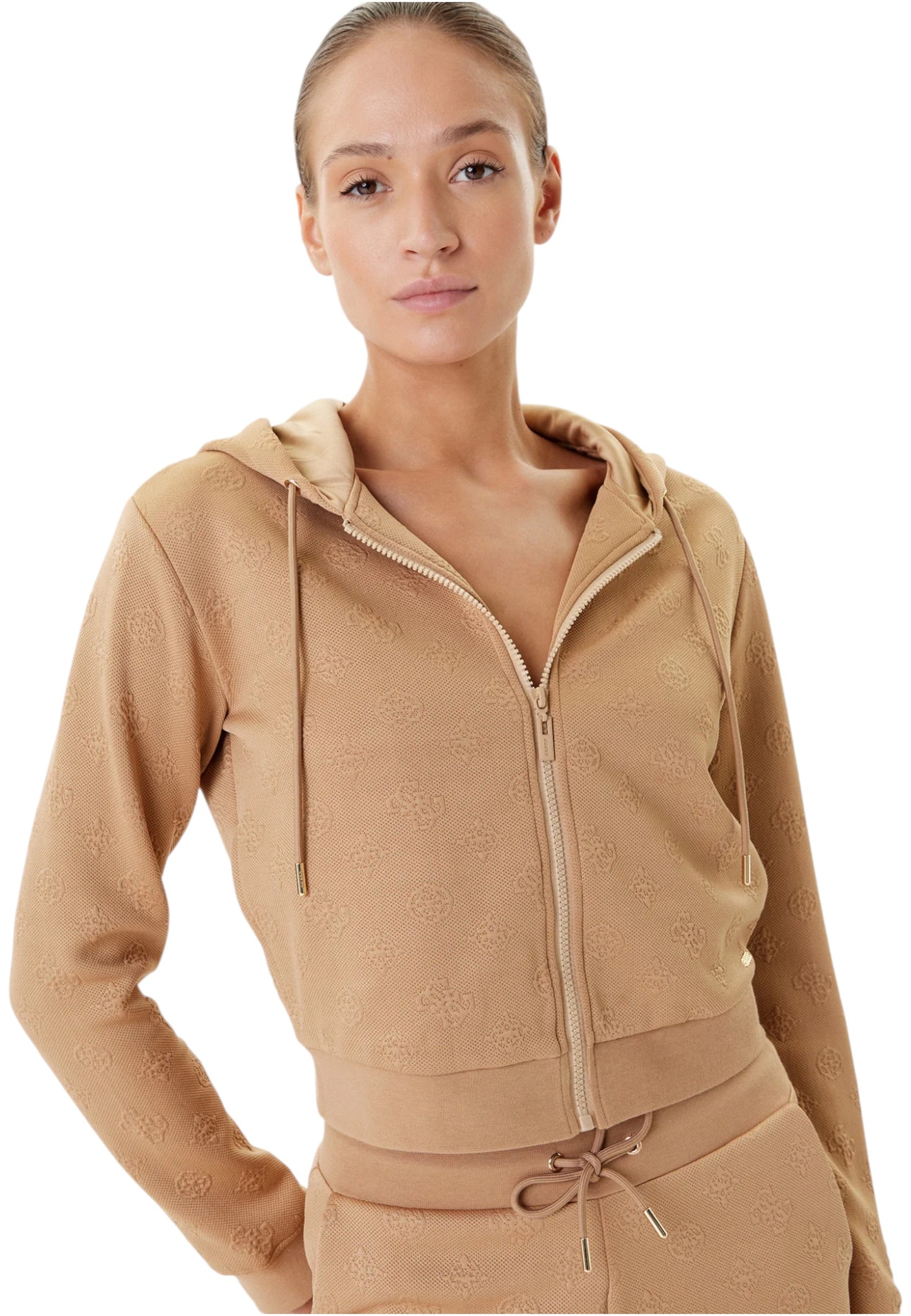 Felpa Con Cappuccio Donna Guess Con Zip 3D Peony V5YQ06KBSL2