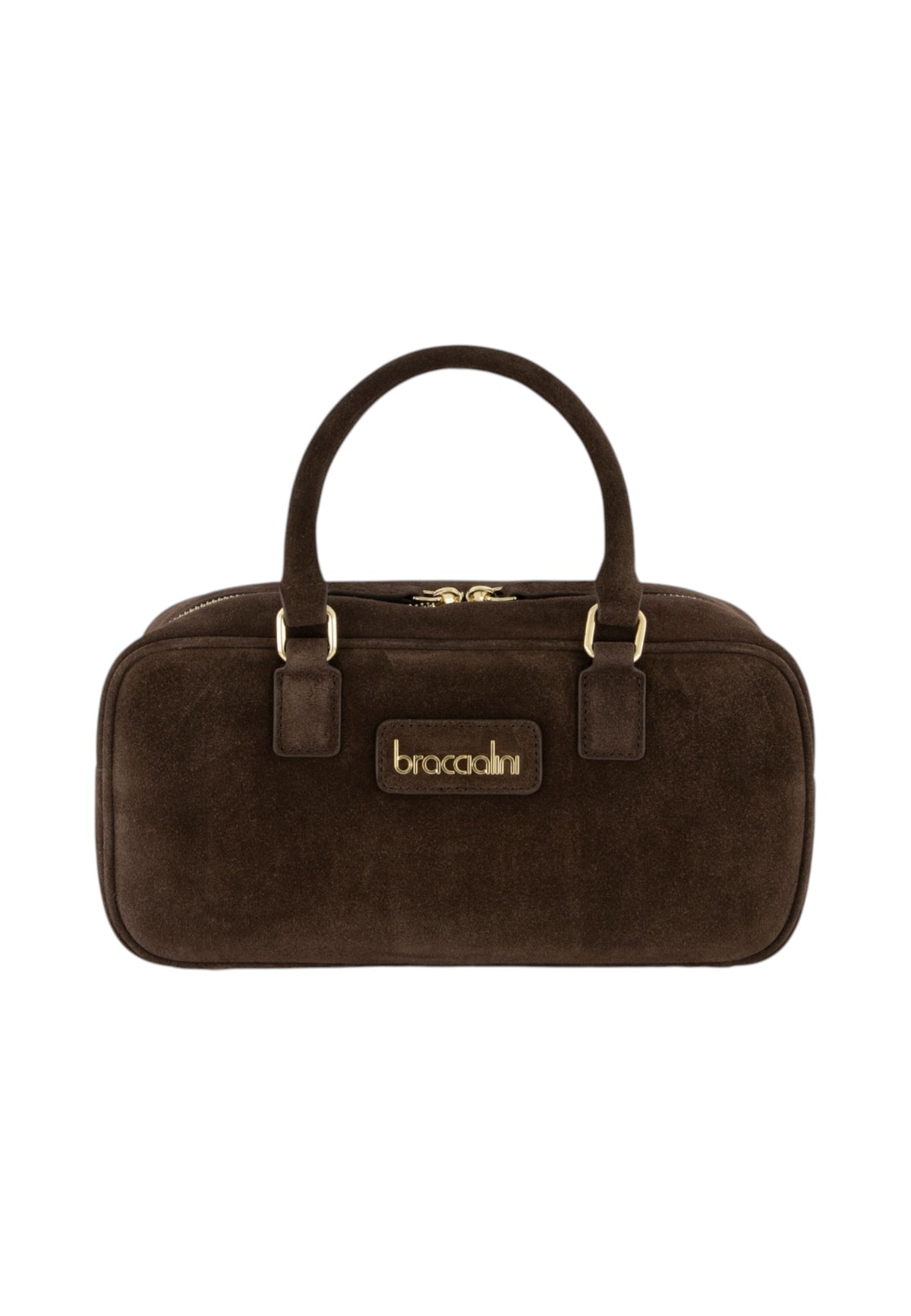 Borsa A Mano Donna Braccialini A Bauletto, Doppio con tracolla removibile e regolabile, Chiusura con zip, Due tasche interne, una con zip e una aperta, Finitura effetto camoscio, Dimensioni: 27.5 x 9.5 x 13 Cm Sara B19370PP