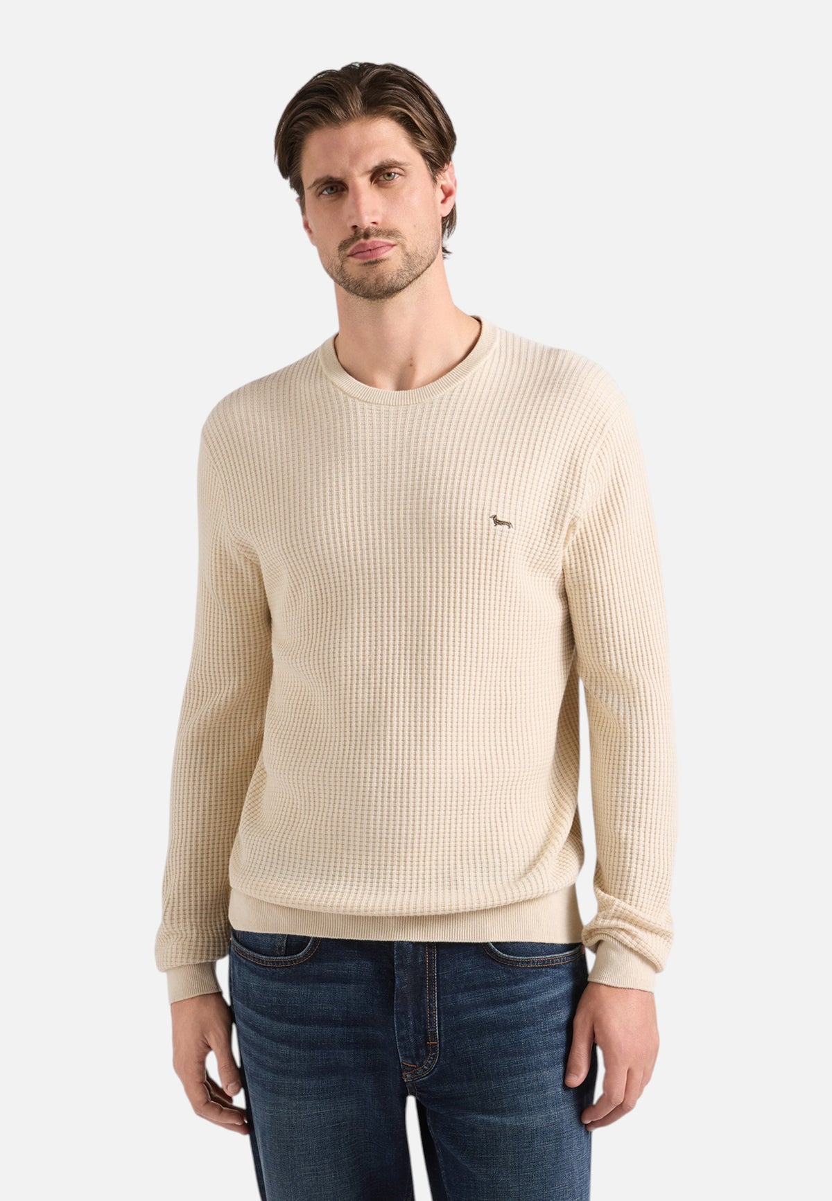 Maglia A Girocollo Uomo Harmont & Blaine Misto cotone e lana, Lavorazione 3D, Regular Fit, Finiture a costine, Logo Harmont & Blaine  HRR959030788