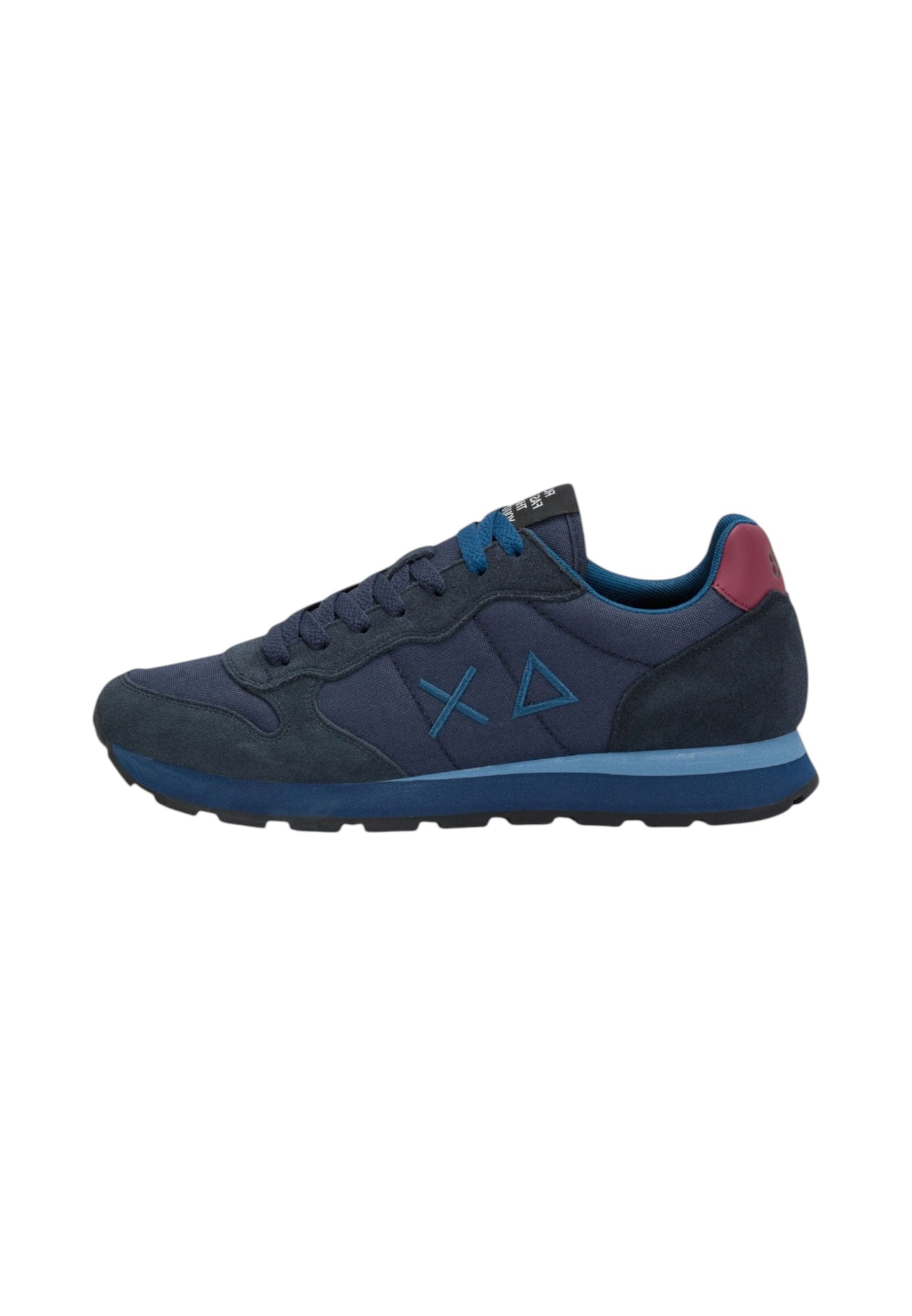 Sneakers Basse Uomo Sun68 Stile Running, Logo Ricamato, Nylon E Suede Tom Solid Z46101