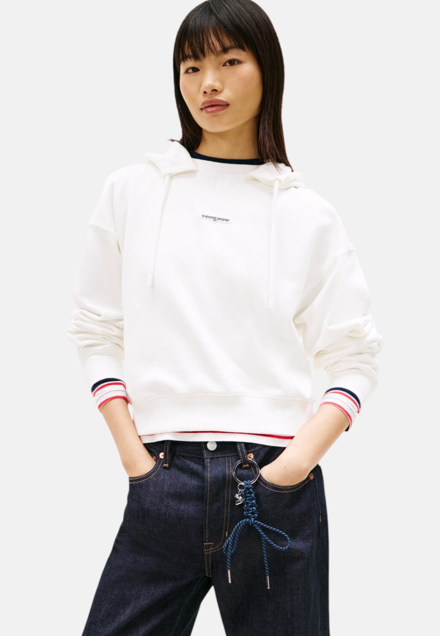 Felpa Con Cappuccio Donna Tommy Jeans  Tjw Bxy Sh Script L DW0DW22356