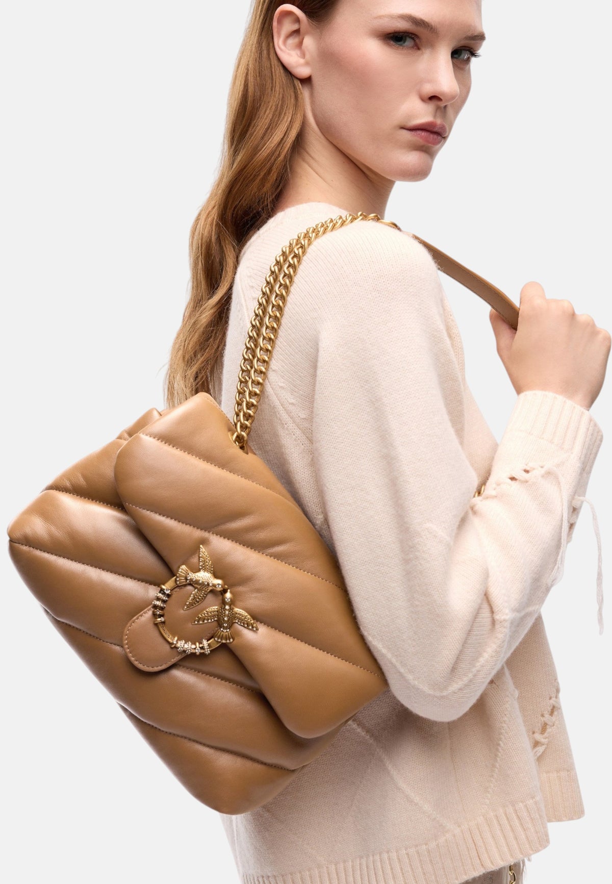 Borsa A Tracolla Donna Pinko Nappa trapuntata, nuova fibbia Love Birds, tracolla a catena, misure 27 x 9 x 19 cm Love Puff Classic New Buckle 107057A0F2