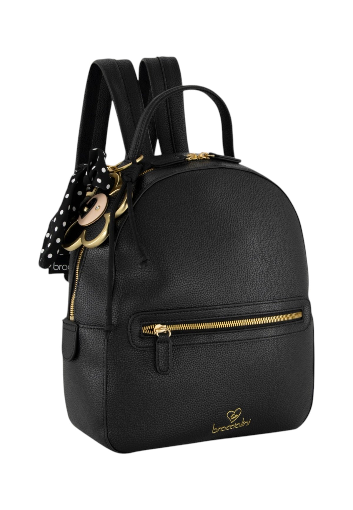 Zaino  Donna Braccialini Zaino compatto, Singolo con tracolle regolabili, Chiusura con zip, Due tasche interne, una con zip e una aperta, Charm removibile con margherita e fiocco a pois, Dimensioni: 27 x 11 x 31 Cm Beth B19223YY