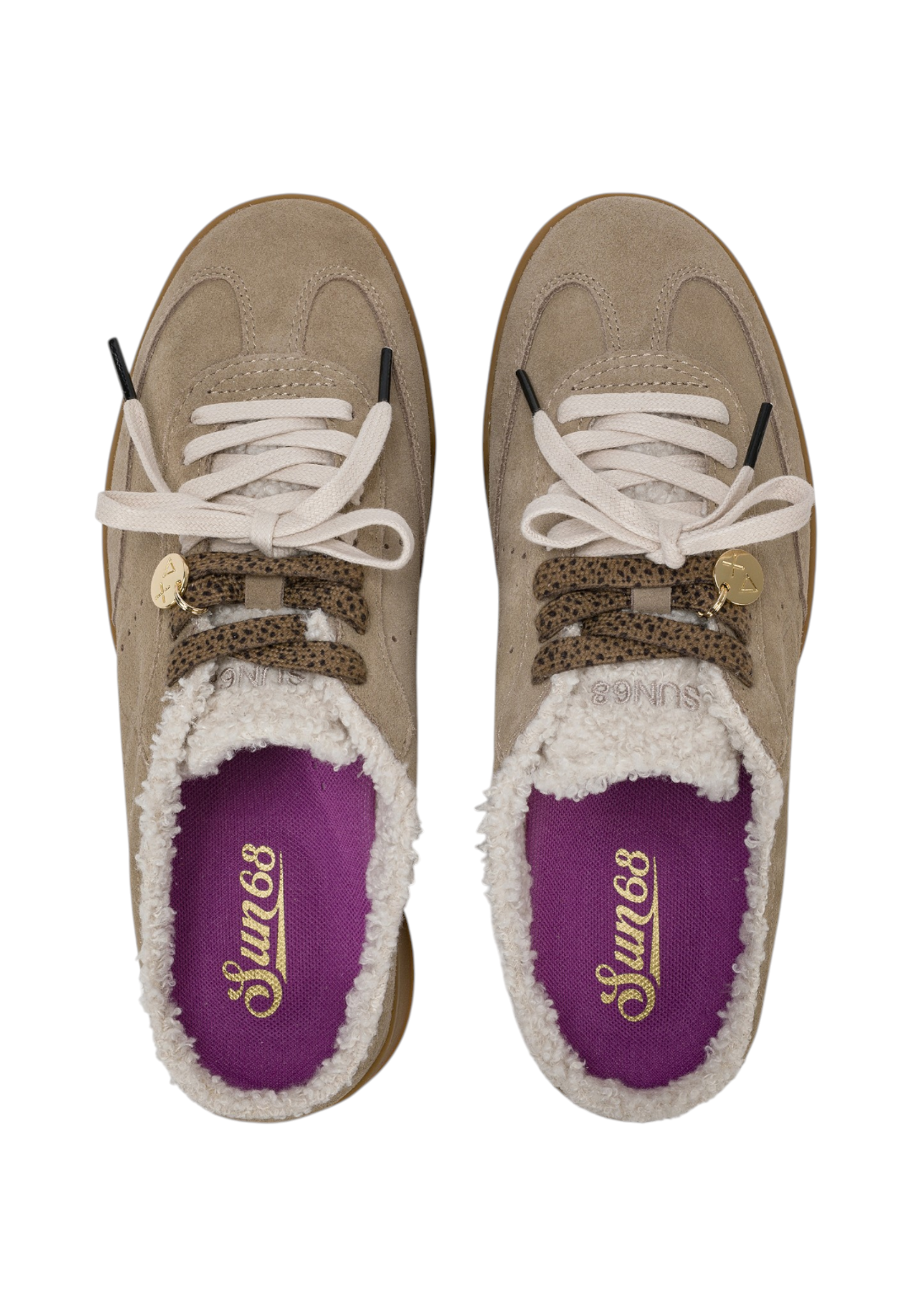 Sneakers Basse Donna Sun68 Stile Tennis, Suede, Sabot, Charm Logato California Sabot Woman Z46256