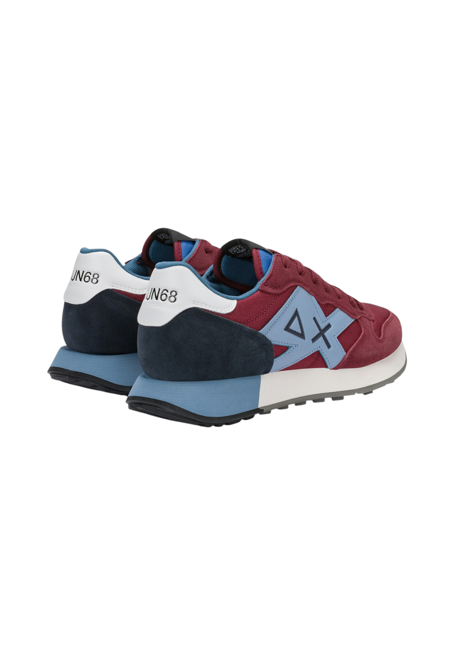 Sneakers Basse Uomo Sun68 Stile Running, Nylon E Suede, Maxi Logo Ricamato, Dettagli A Contrasto Jaki 2.0 Solid Z46121