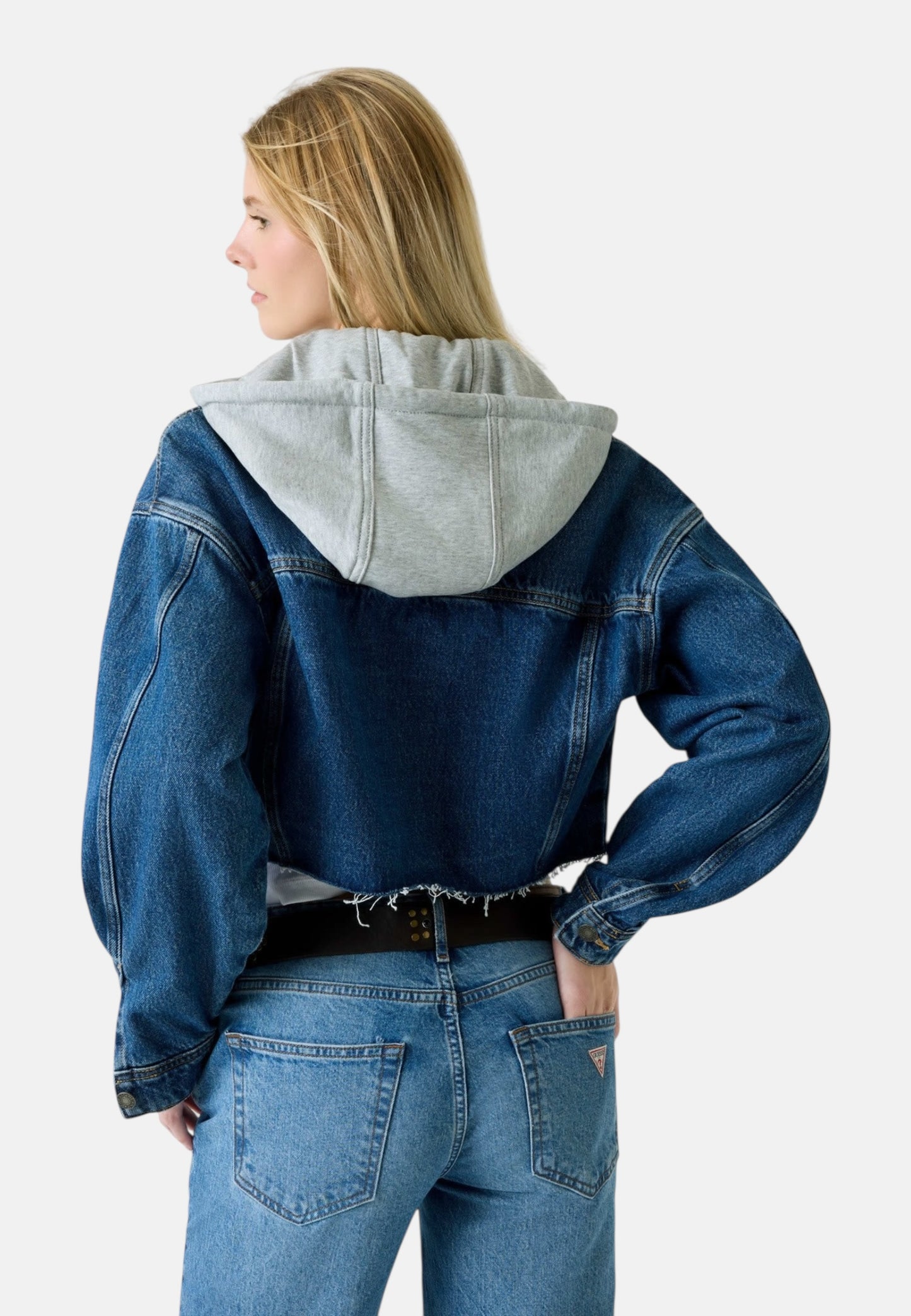 Giacca Jeans Donna Guess Con Cappuccio Gj Cropped Trucker W6RN11D5R2C