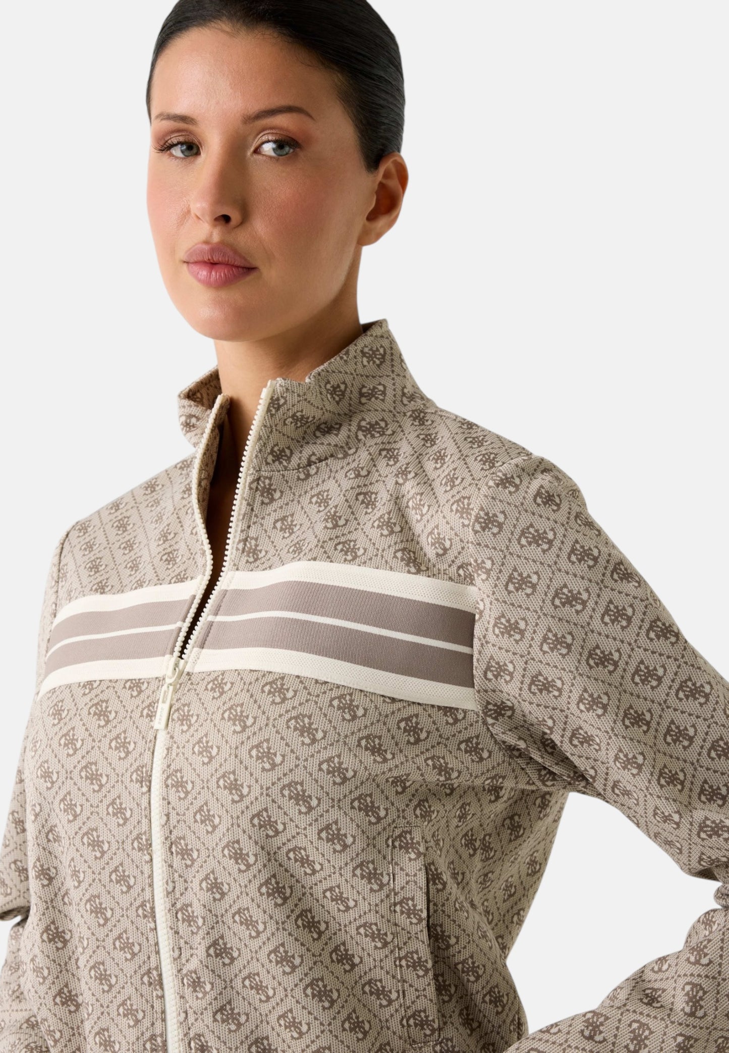 Felpa Con Zip Donna Guess  4G Jacquard V6GQ06K2957