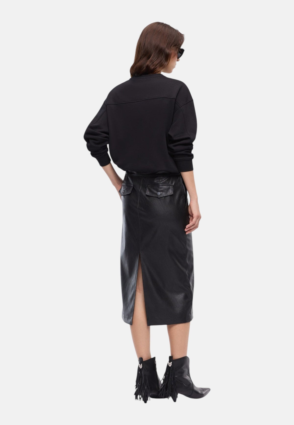 Felpa A Girocollo Donna Pinko Girocollo, maniche lunghe, linea morbida, logo Love Birds con cristalli sul davanti, collo polsini e fondo a costine Nelly 100534A3JQ