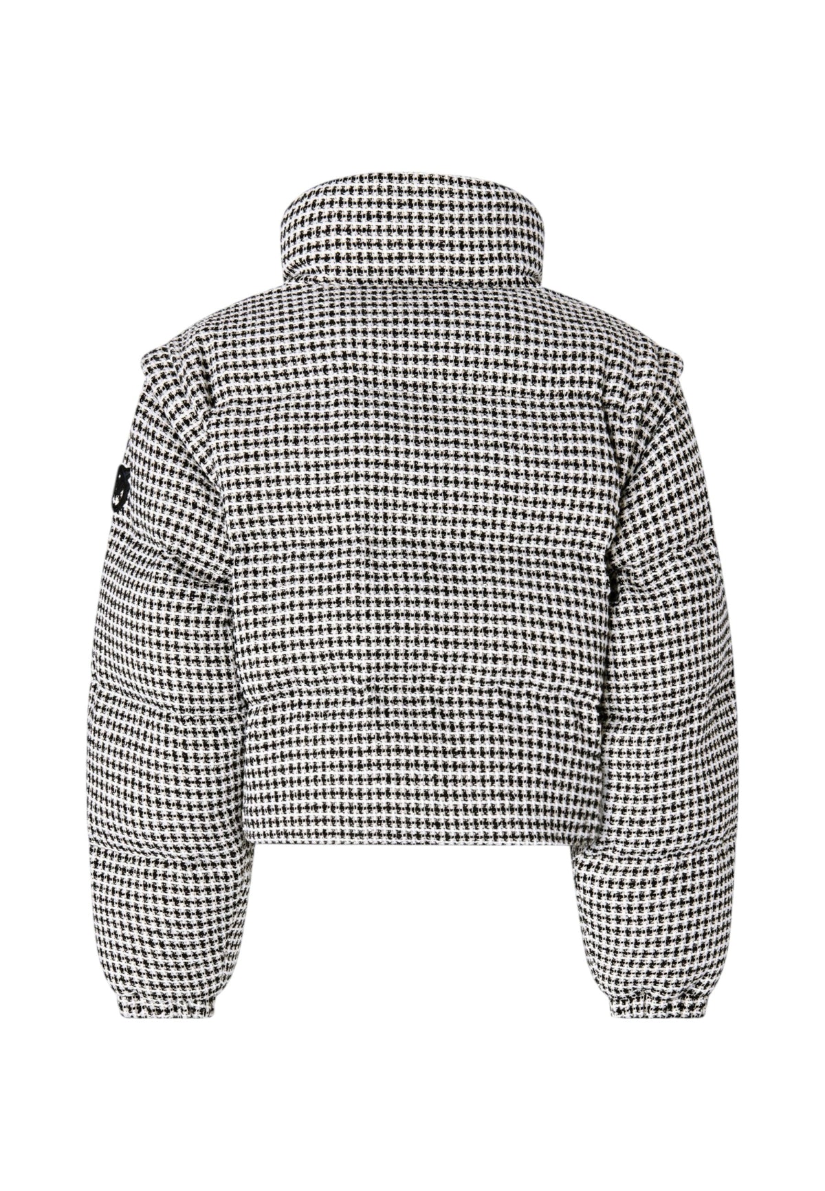 Piumino Corto Donna Pinko Tweed a quadri, maniche staccabili con zip, trasformabile in gilet, collo alto, tasche laterali con zip, polsini elasticizzati, imbottitura sintetica, coulisse al fondo Daboecia 107185A3G5