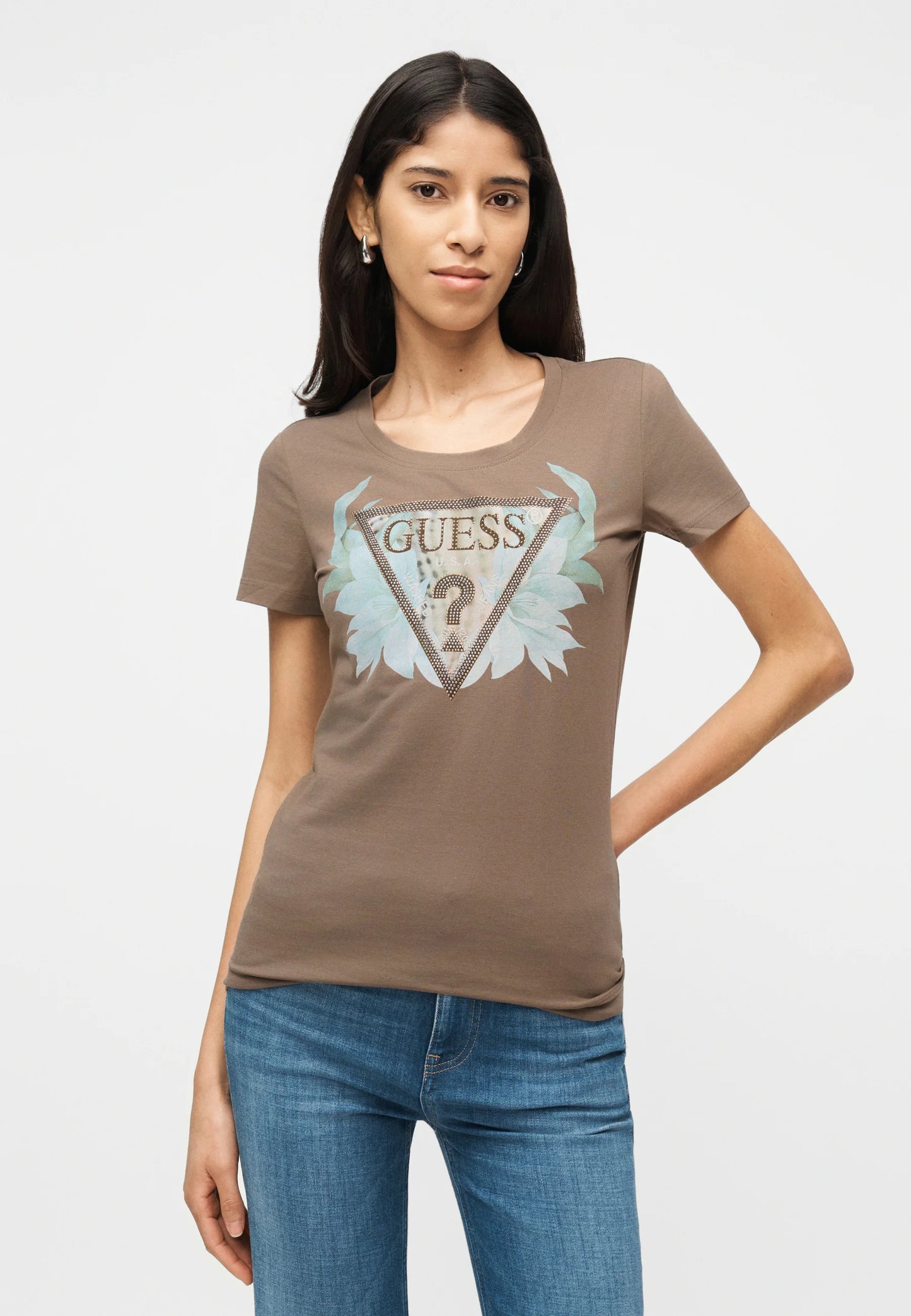 T-Shirt Manica Corta Donna Guess  Flower Triangle W6GI12K3027