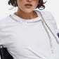 T-Shirt Manica Corta Donna Liu Jo Oversize Con Catena Strass Eco Line CA6167JS088