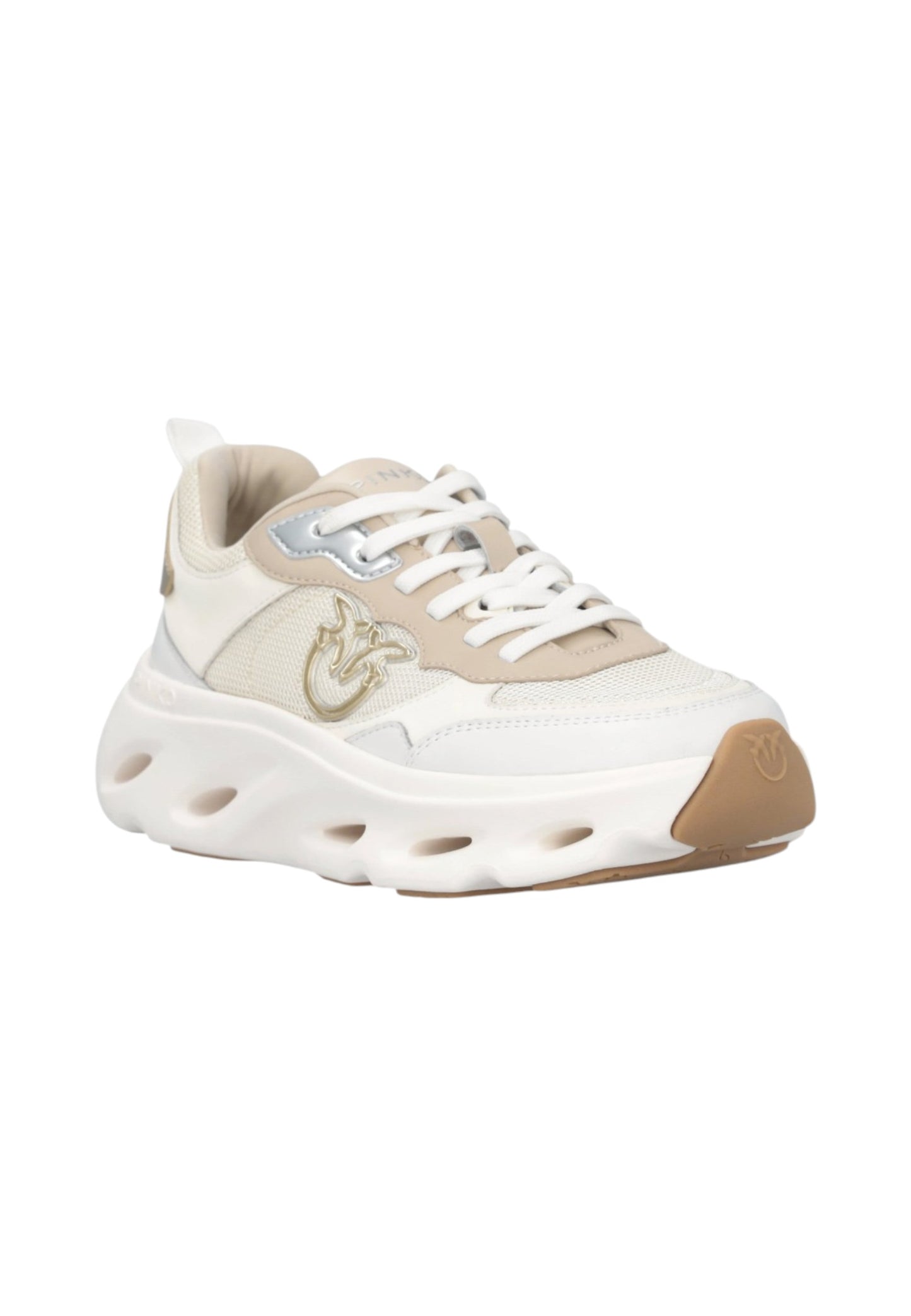 Sneakers Basse Donna Pinko In Pelle Di Vitello/Mesh Con Logo Love Birds Pink 09 SS0167P132