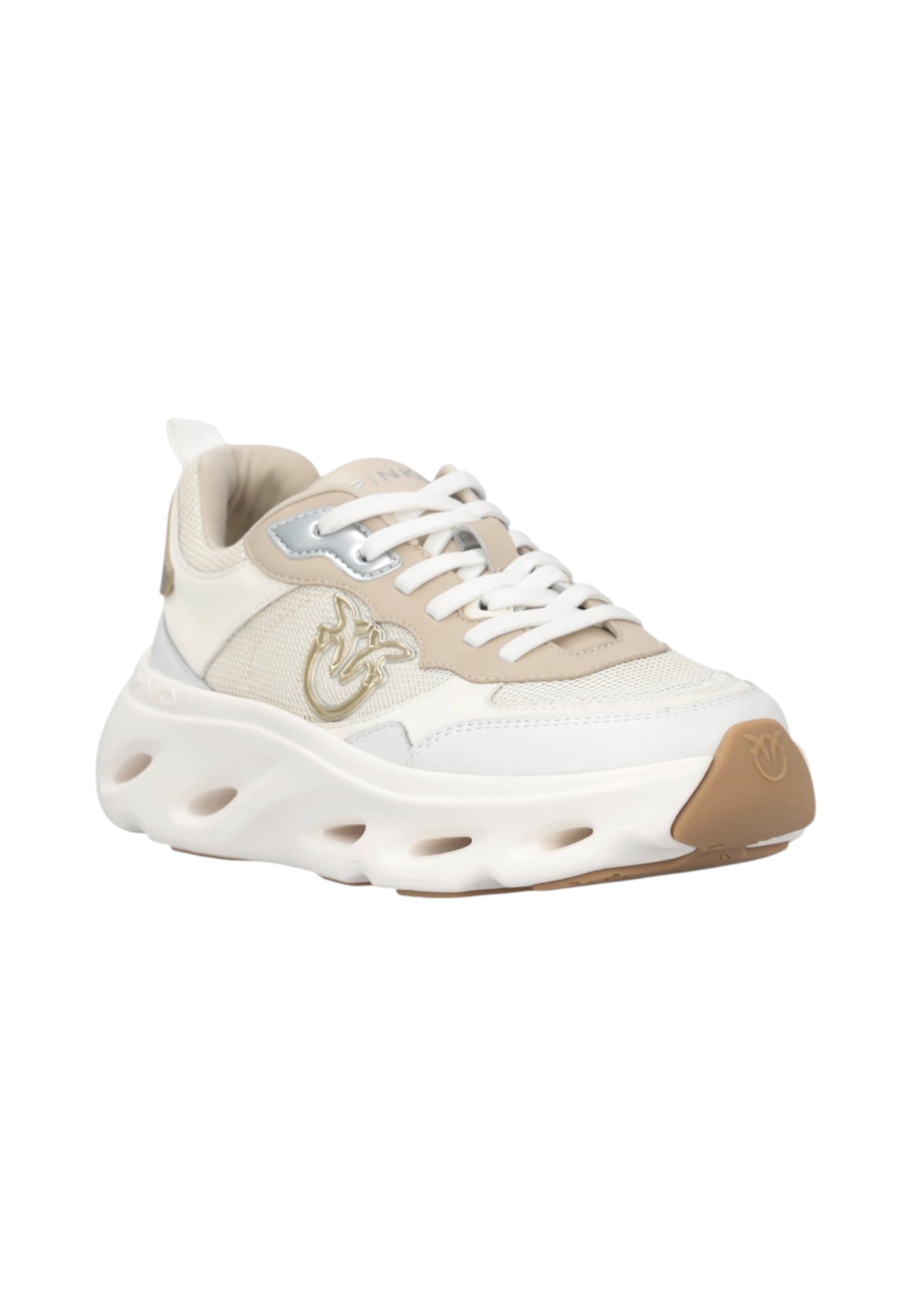 Sneakers Basse Donna Pinko In Pelle Di Vitello/Mesh Con Logo Love Birds Pink 09 SS0167P132