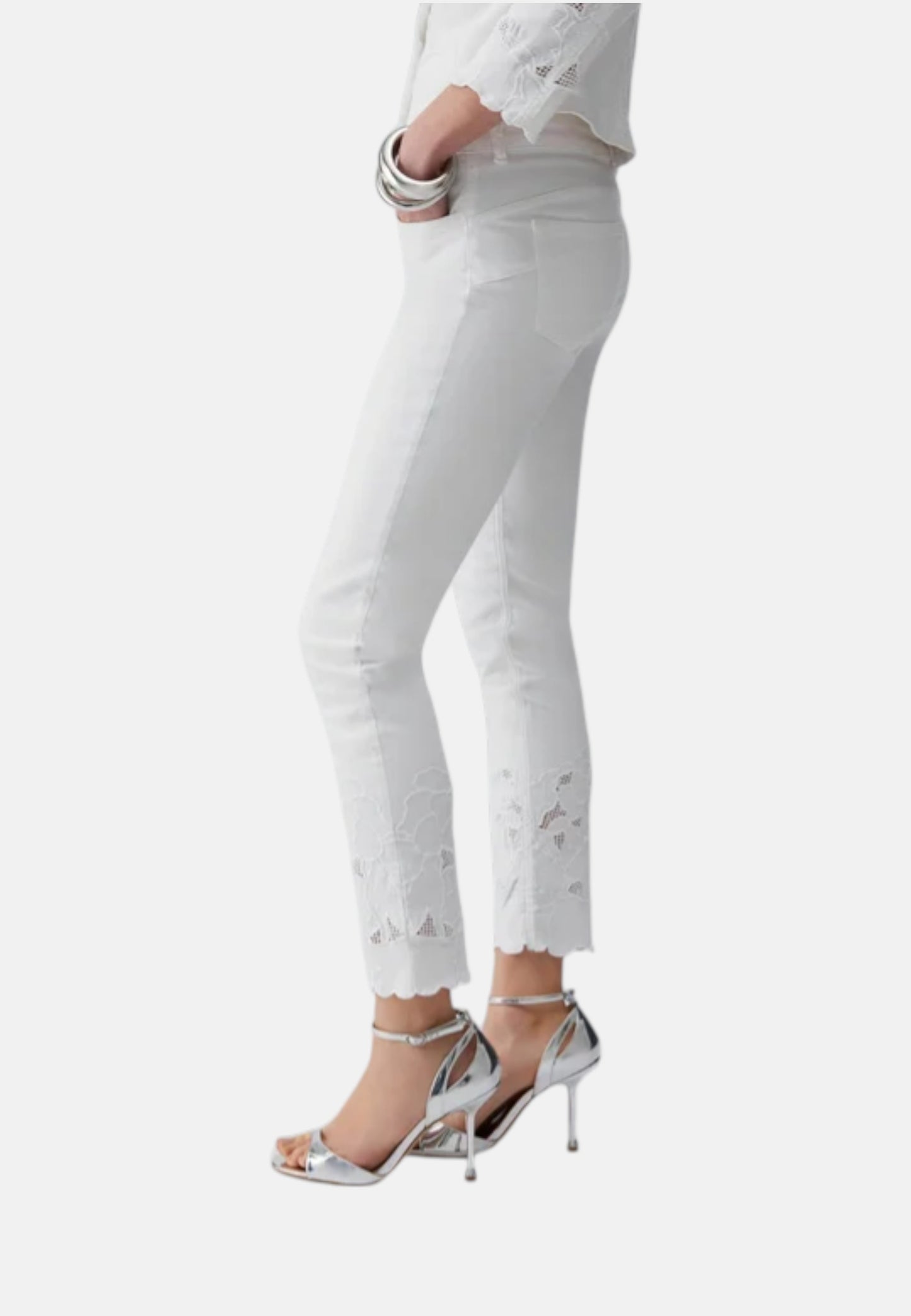 Pantaloni Skinny Fit Donna Liu Jo Con Ricamo Sangallo Vita Regolare Ideal WA6260T367A