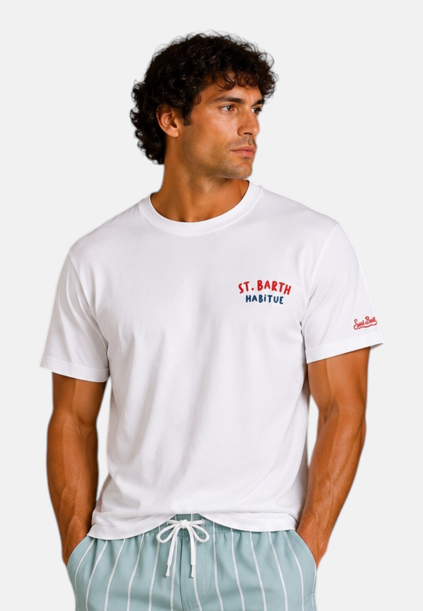 T-Shirt Manica Corta Uomo Mc2 Saint Barth Stampa/Ricamo Fronte E Retro St Barth Summer Emb Portland PRL0002