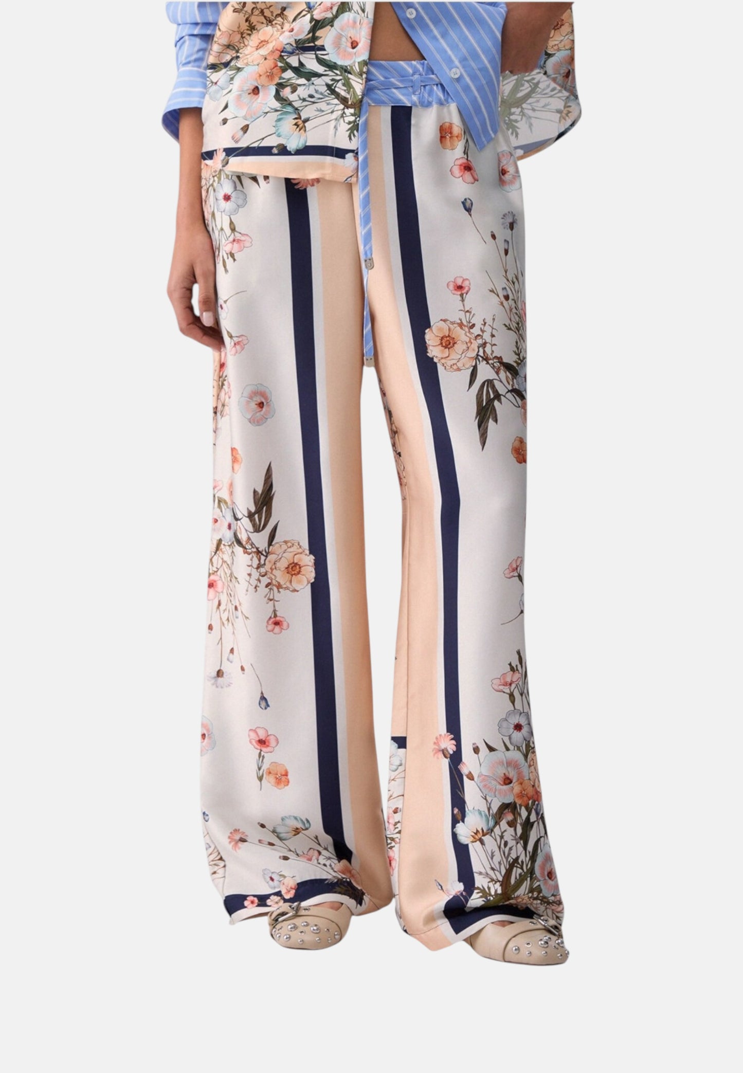 Pantaloni Wide Leg Donna Liu Jo In Twill Stampato  WA6358T2555