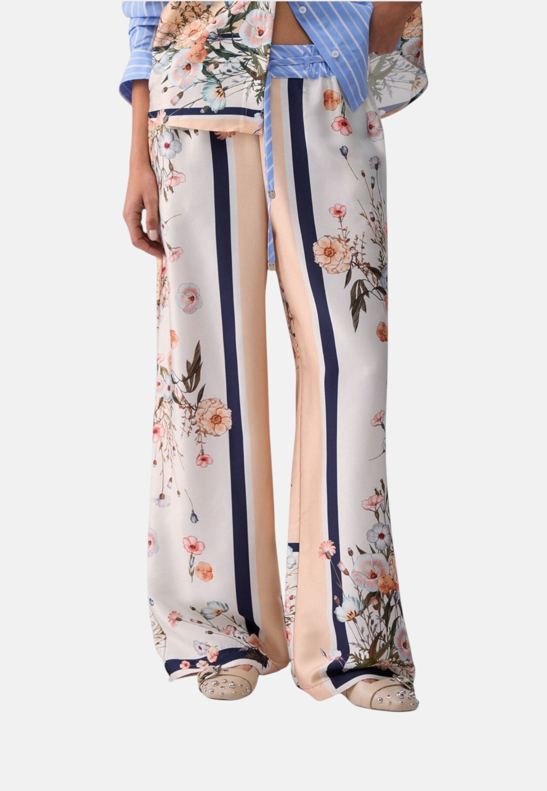 Pantaloni Wide Leg Donna Liu Jo In Twill Stampato  WA6358T2555