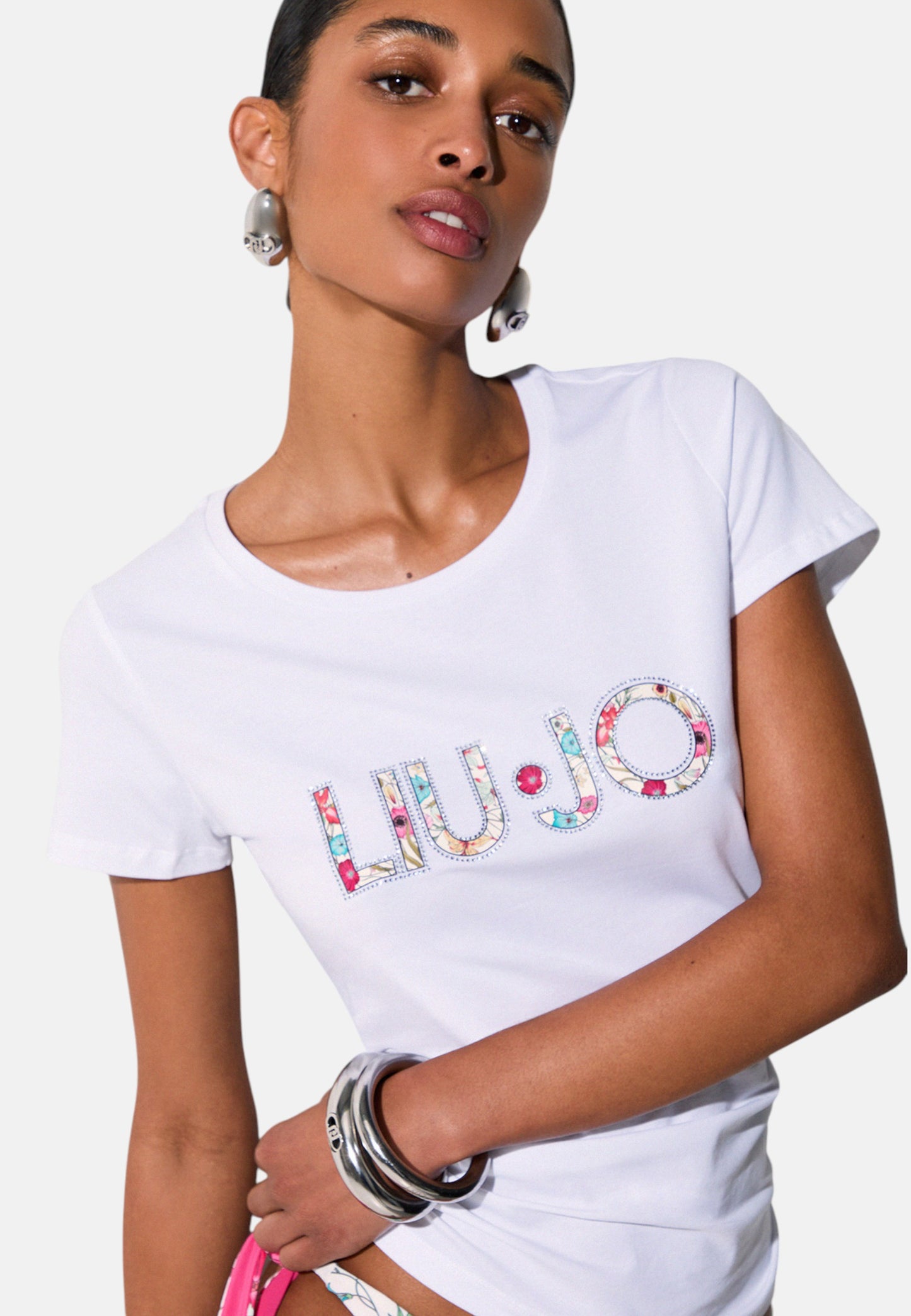 T-Shirt Manica Corta Donna Liu Jo Flowers Eco Line VA6169JS003