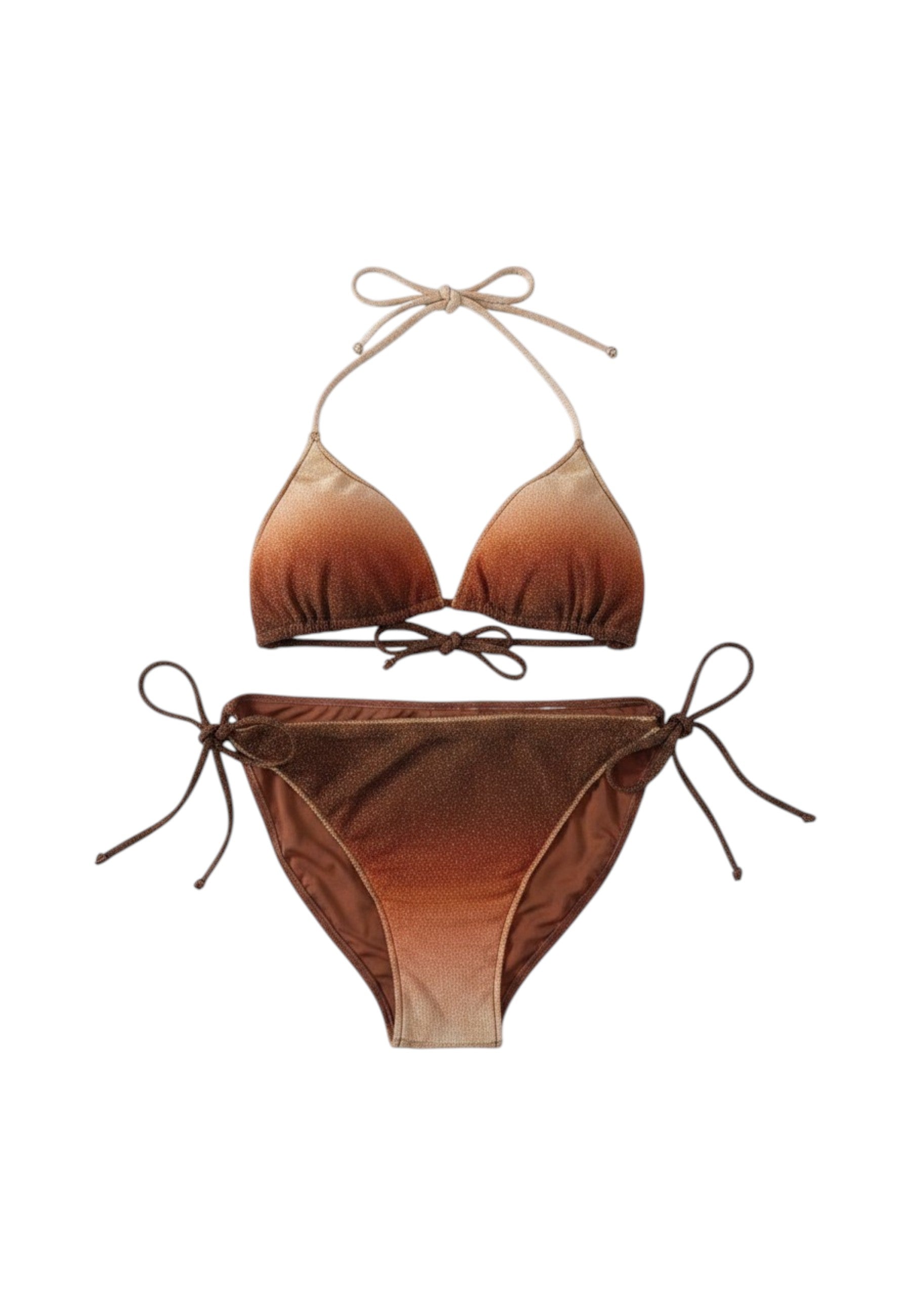 Bikini 2 Pezzi Donna Mc2 Saint Barth Triangle Leah + Slip Virgo, Finiture Overlock Lurex Degrade Gold Levyne Overlock LVY0002