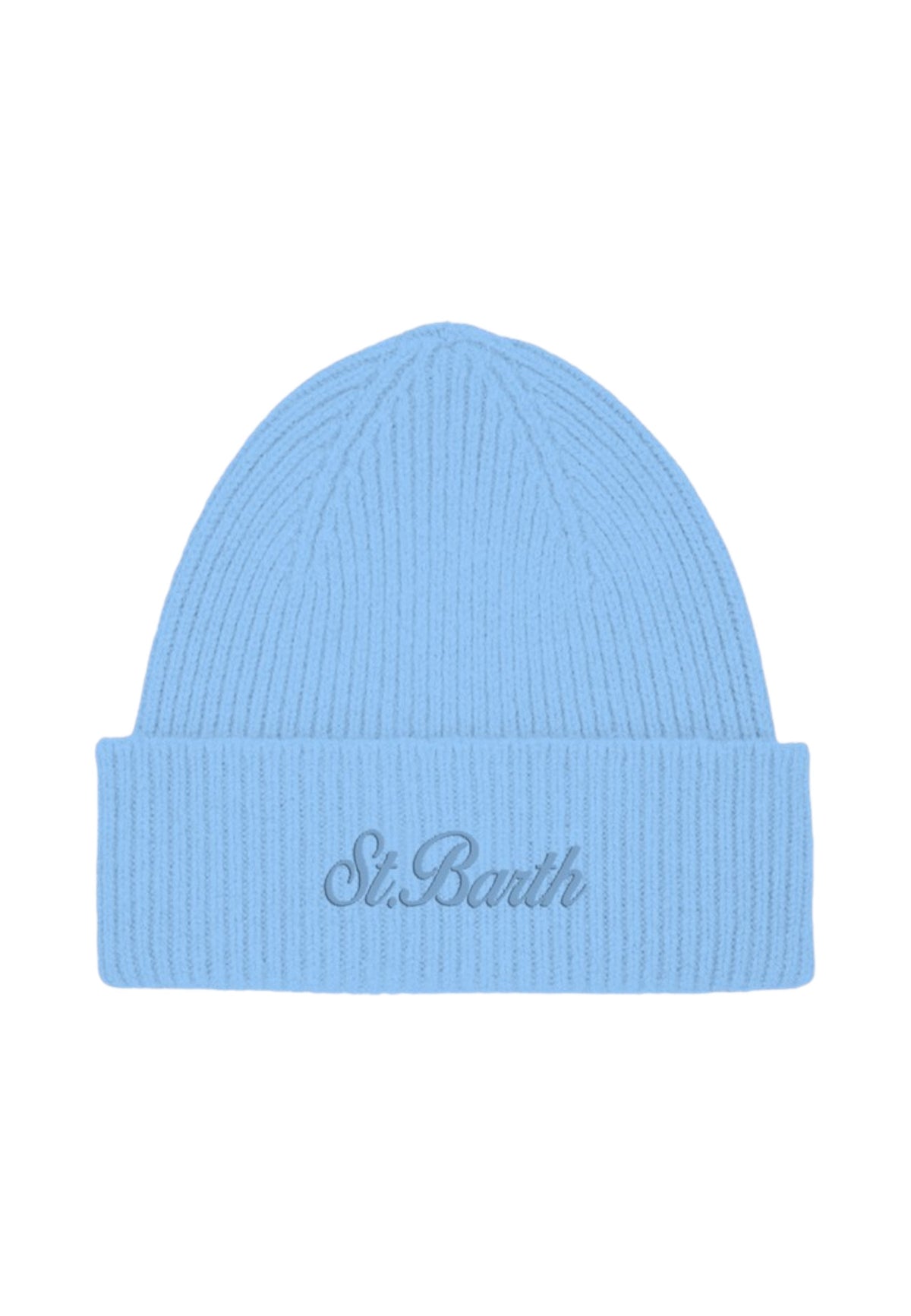 Berretto  Donna Mc2 Saint Barth Lavorazione A Coste, Risvolto, Logo Ricamato Moss Wool MOS0004