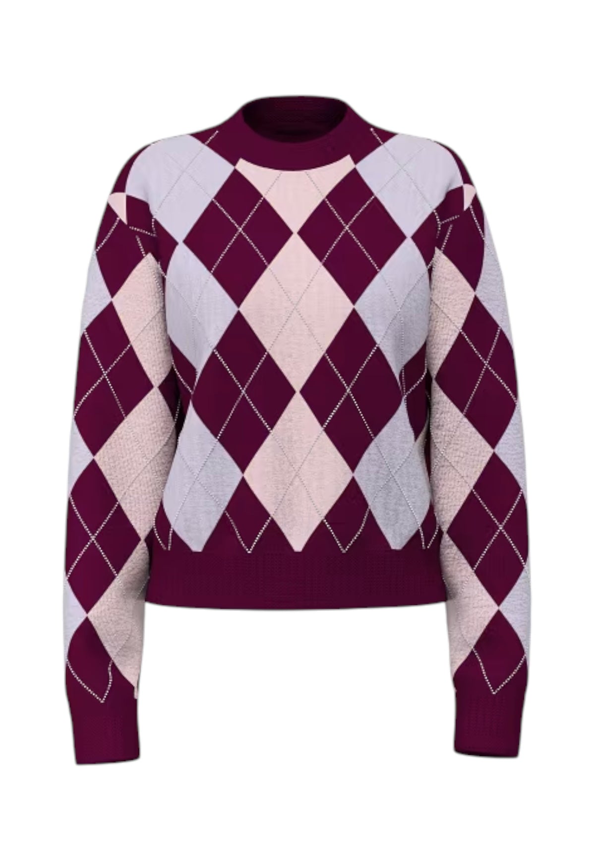 Maglione A Girocollo Donna Guess Motivo argyle Gracie W6BR48Z1447