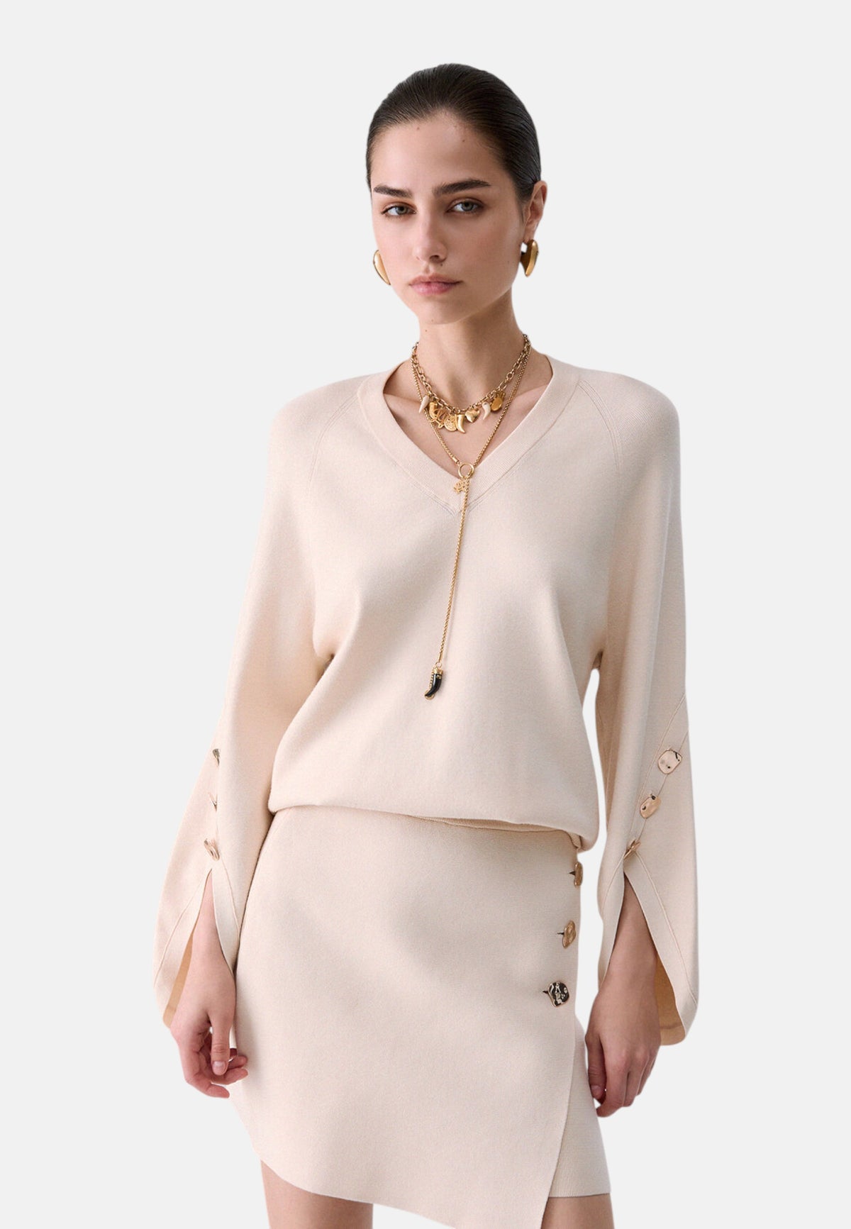 Maglia Scollo A V Donna Liu Jo Con Maniche A Mantella  CF6092MS99E